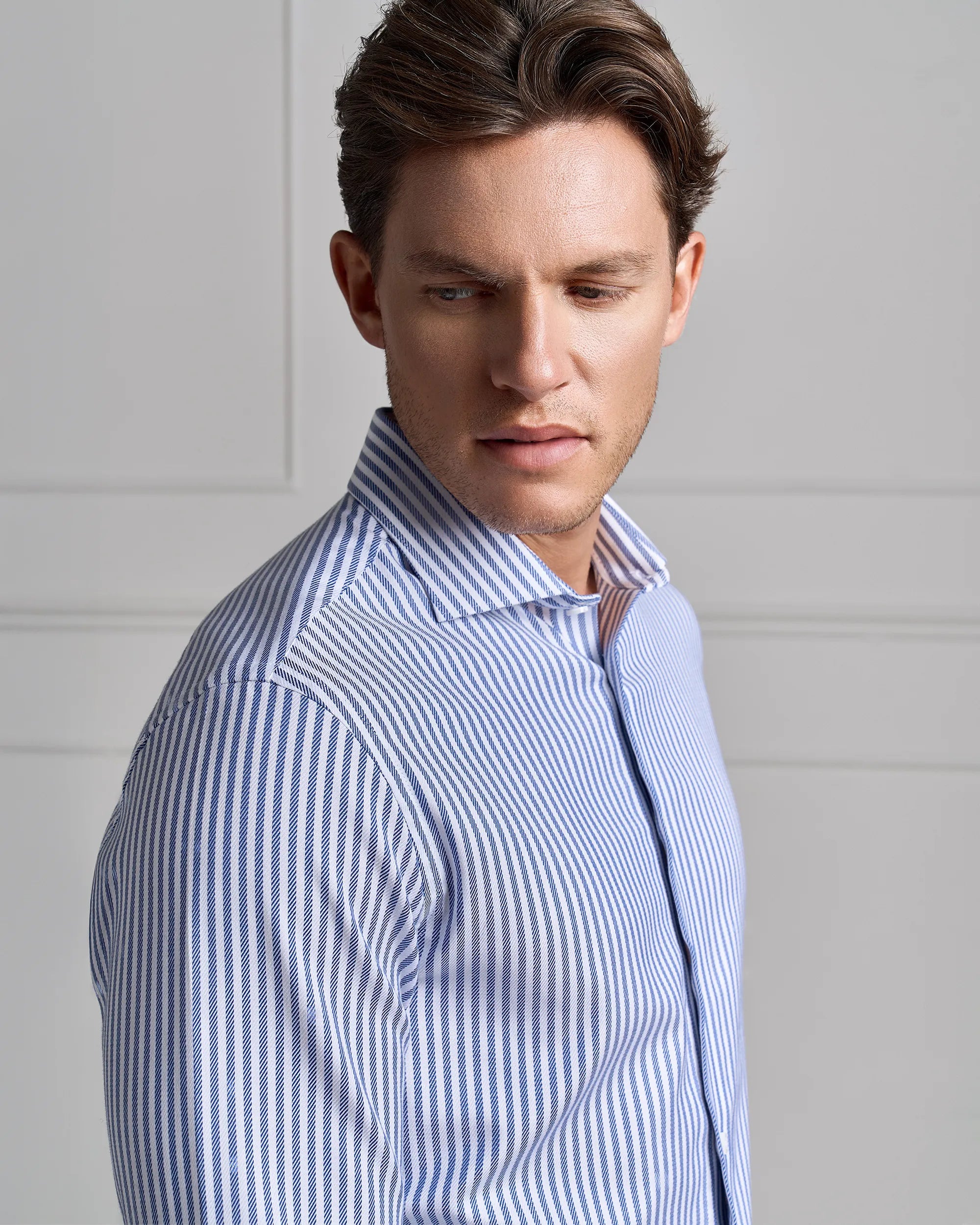 Performance Cotton Stripe Shirt - Performance Cotton Stripe Shirt Navy Stripe