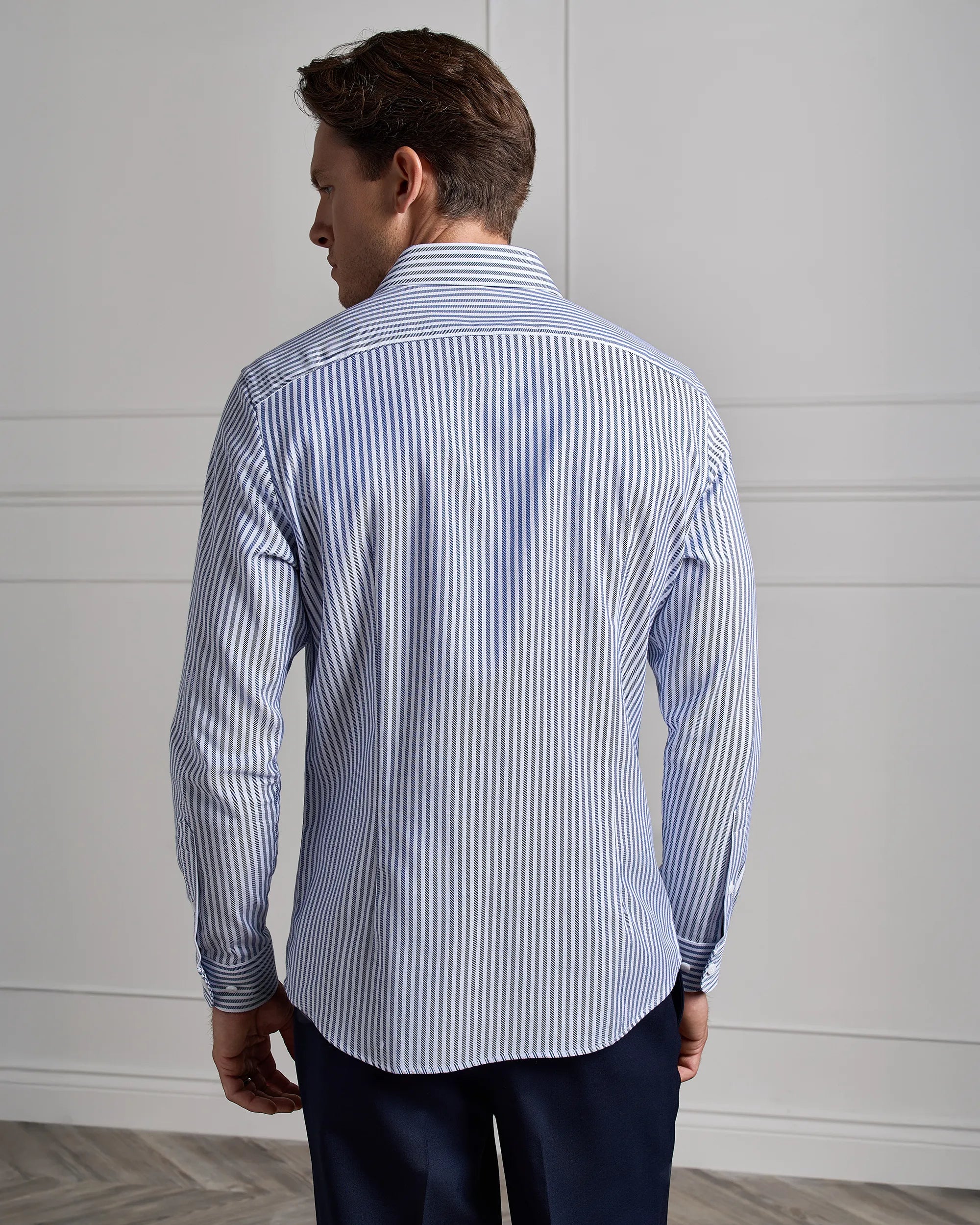 Performance Cotton Stripe Shirt - Performance Cotton Stripe Shirt Navy Stripe