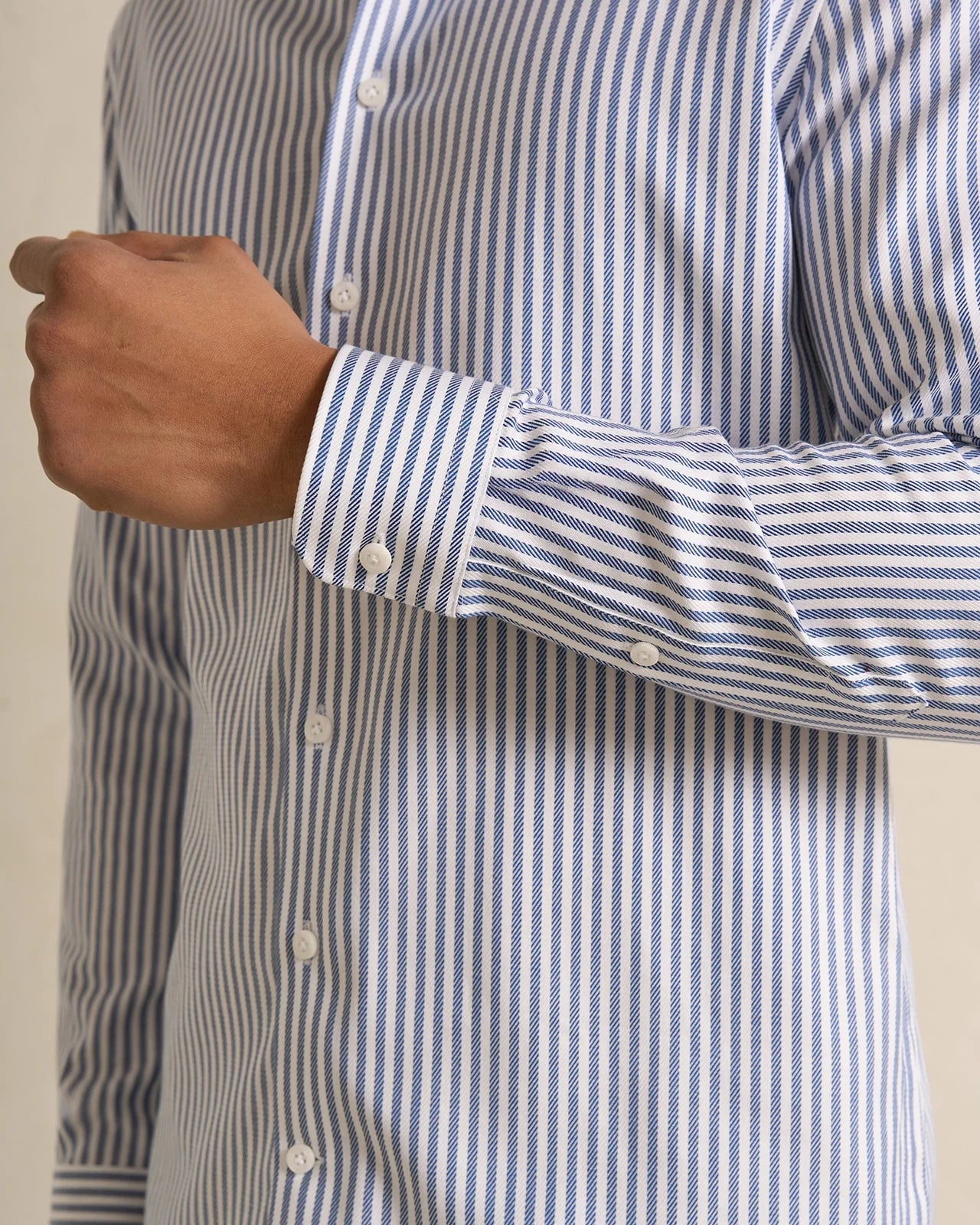 Performance Cotton Twill Stripe Shirt - Performance Cotton Twill Stripe Shirt Navy Stripe