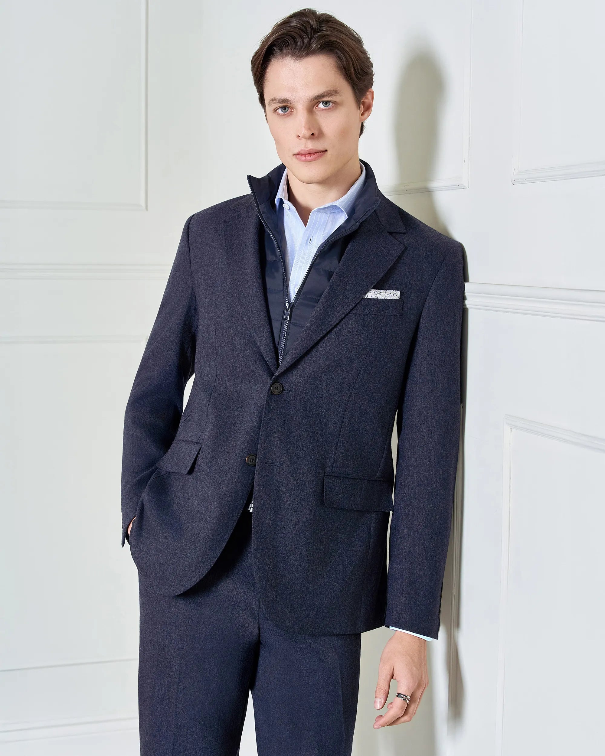 Performance Cotton Herringbone Stripe Shirt - Performance Cotton Herringbone Stripe Shirt Blue Stripe