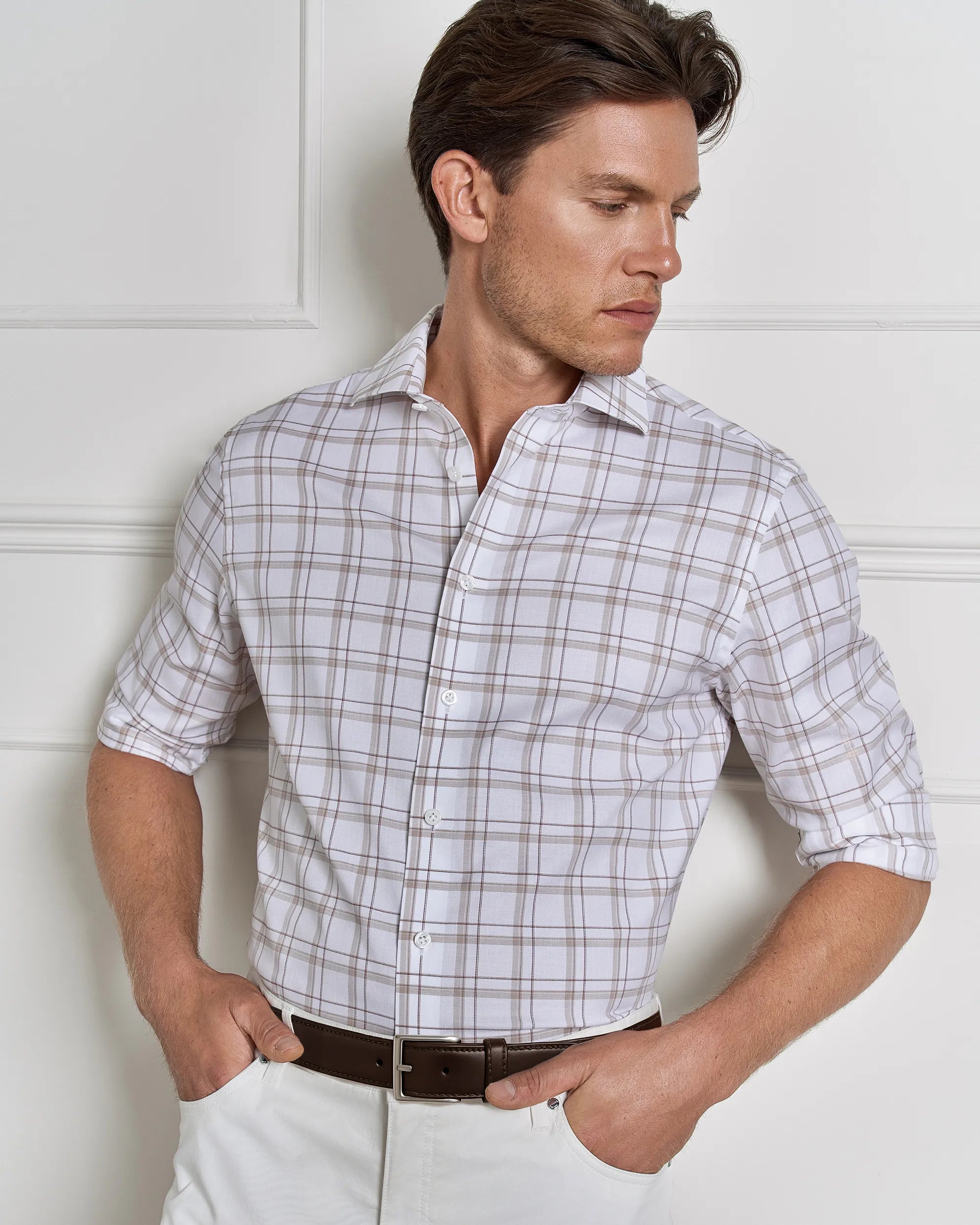 Performance Cotton Plaid Shirt - Performance Cotton Plaid Shirt Brown Plaid