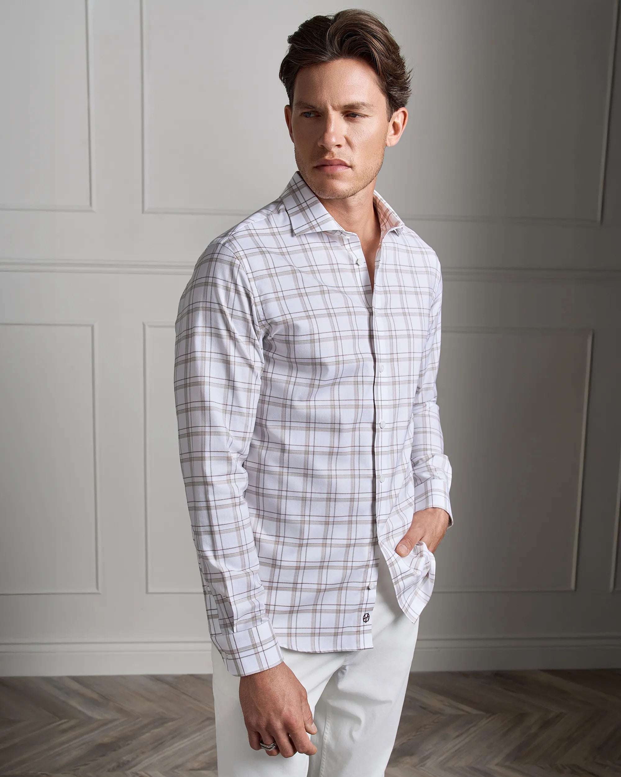 Performance Cotton Plaid Shirt - Performance Cotton Plaid Shirt Brown Plaid