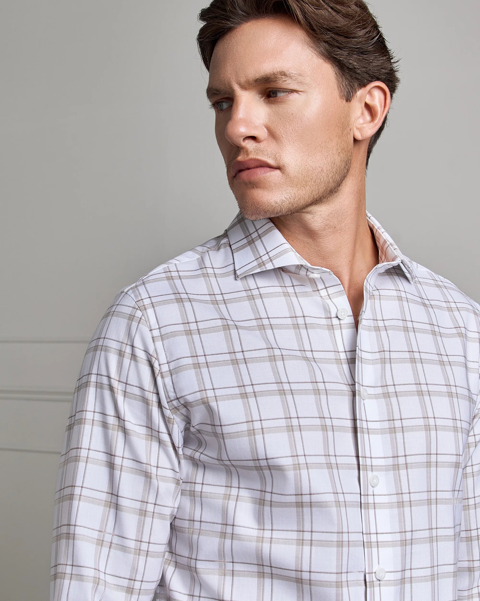 Performance Cotton Plaid Shirt - Performance Cotton Plaid Shirt Brown Plaid