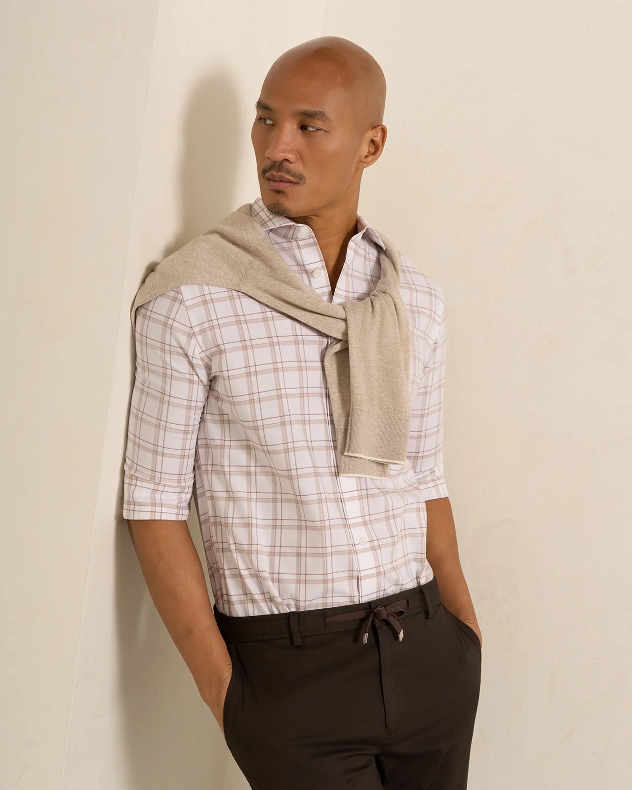 Performance Cotton Plaid Shirt - Performance Cotton Plaid Shirt Brown Plaid