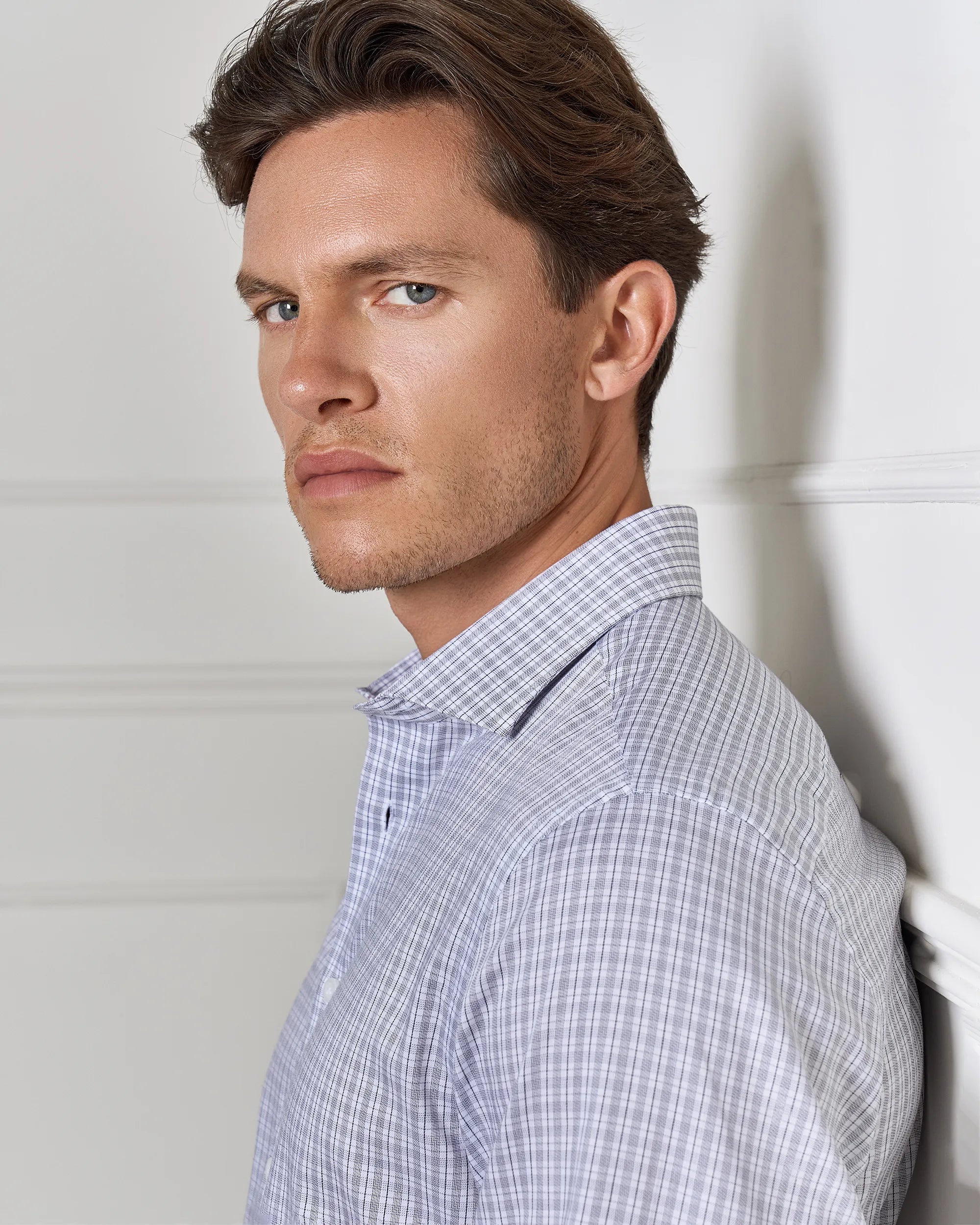 Performance Cotton Check Shirt - Performance Cotton Check Shirt Grey Check
