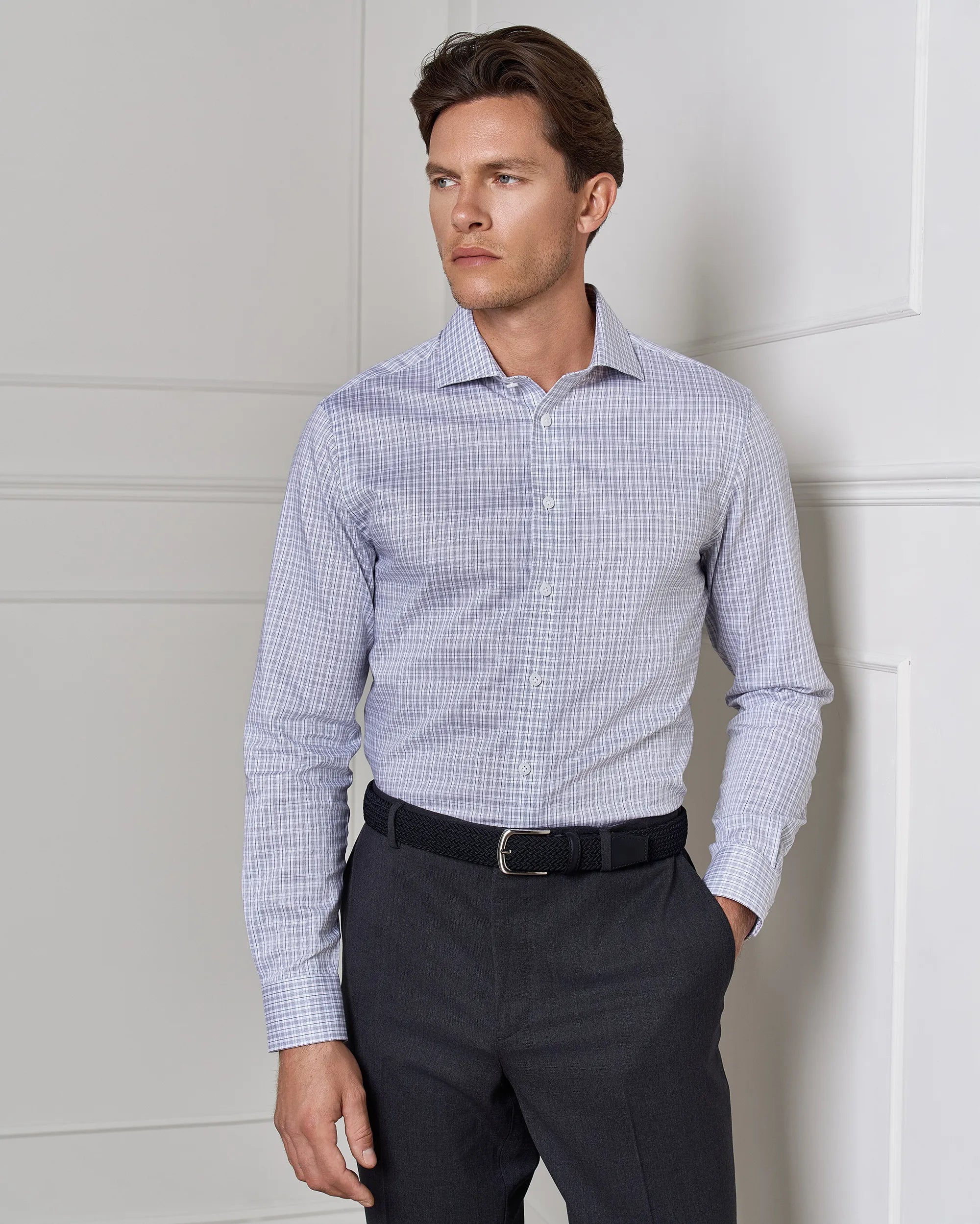 Performance Cotton Check Shirt - Performance Cotton Check Shirt Grey Check