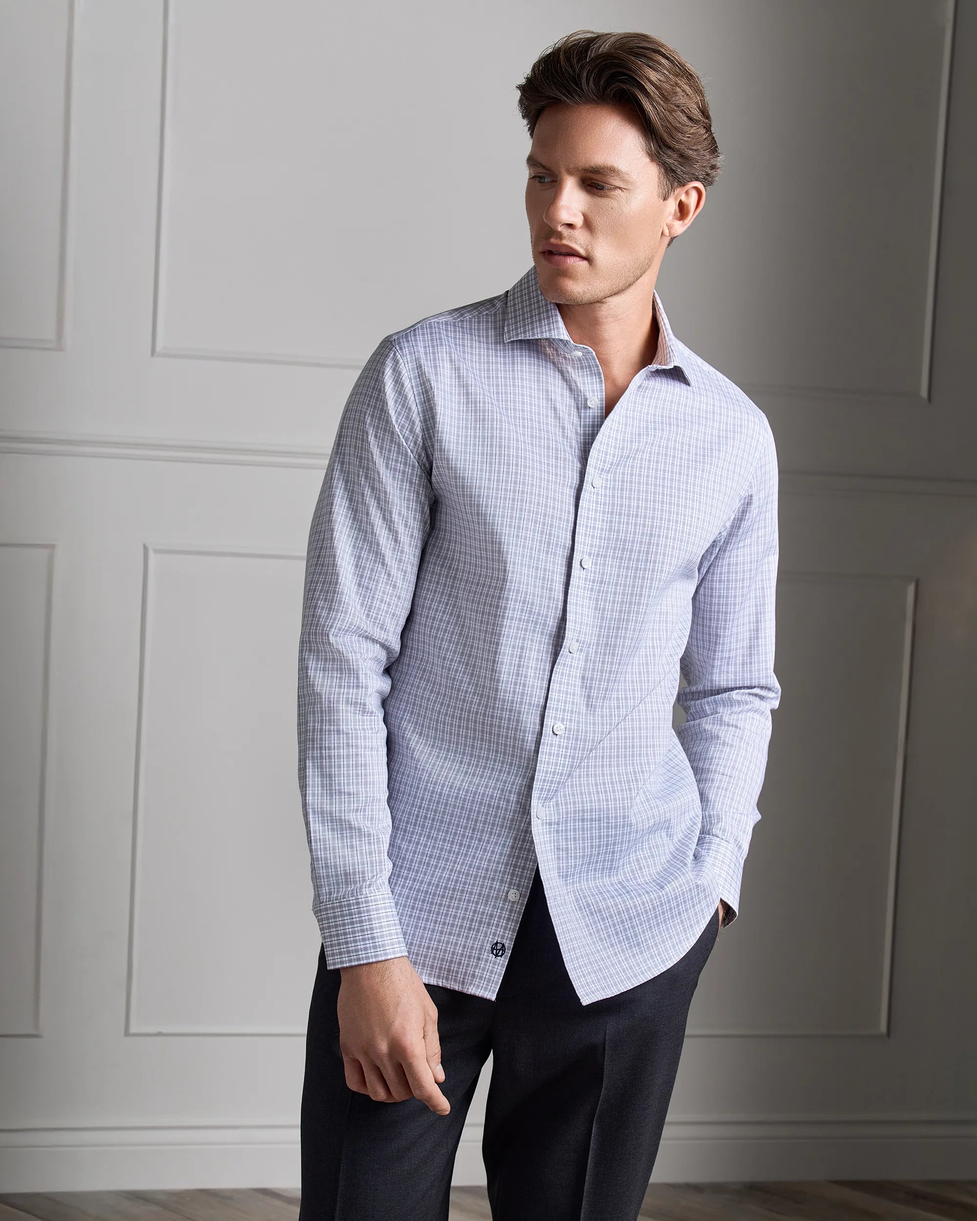 Performance Cotton Check Shirt - Performance Cotton Check Shirt Grey Check