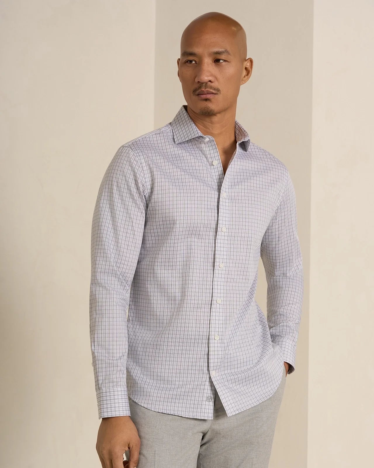 Performance Cotton Check Shirt - Performance Cotton Check Shirt Grey Check