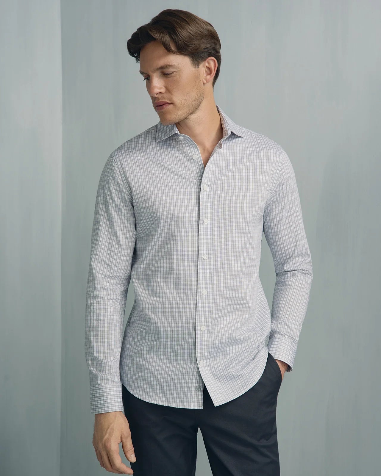 Performance Cotton Check Shirt - Performance Cotton Check Shirt Grey Check