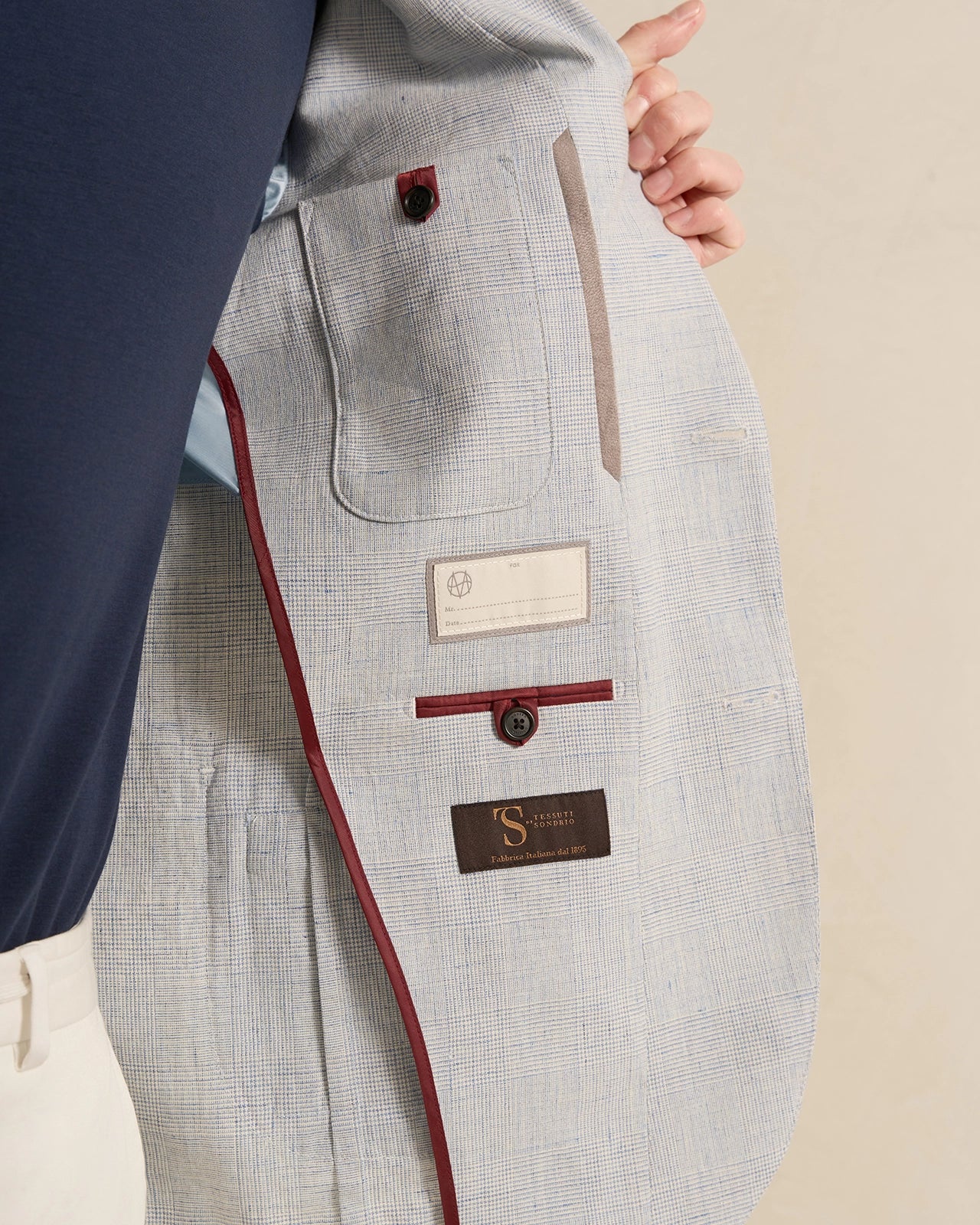 Yorkville Cotton Linen Check Jacket - Yorkville Cotton Linen Check Jacket Blue Check
