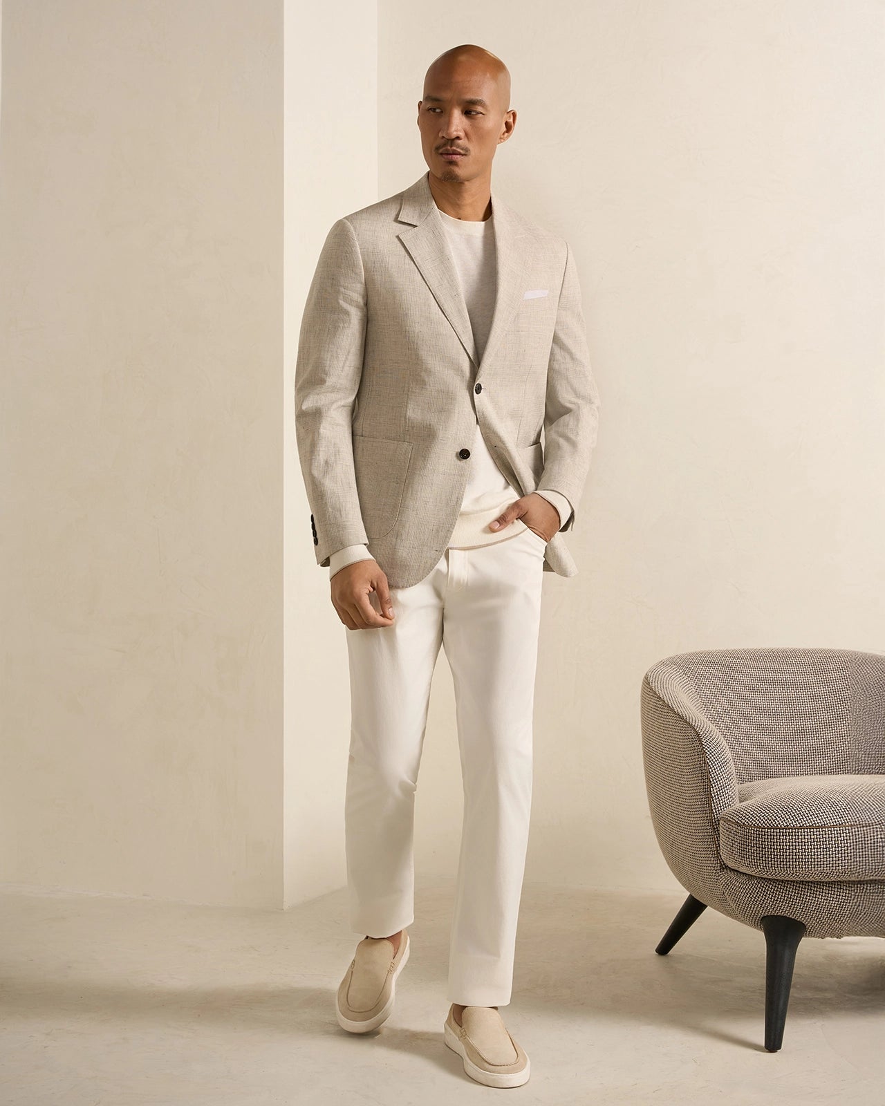 Yorkville Cotton Linen Check Jacket - Yorkville Cotton Linen Check Jacket Light Brown Check