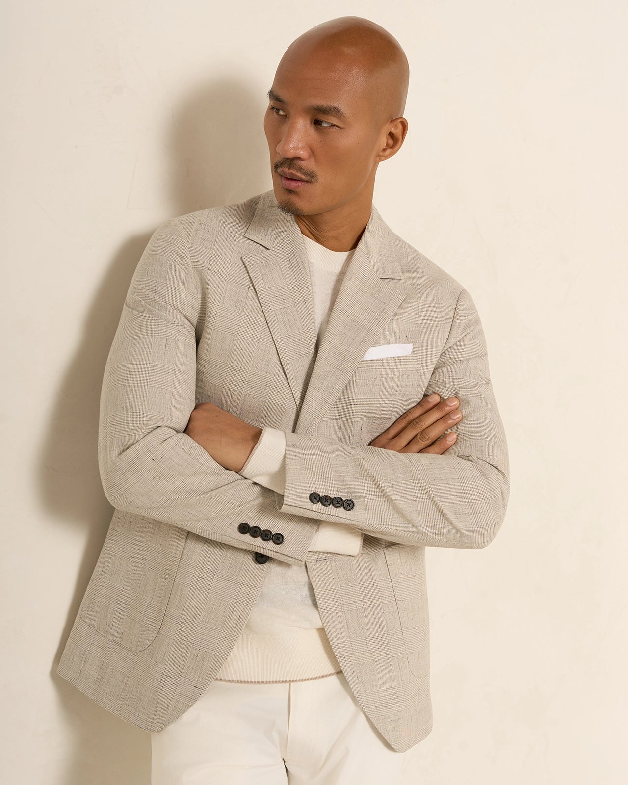 Yorkville Cotton Linen Check Jacket - Yorkville Cotton Linen Check Jacket Light Brown Check