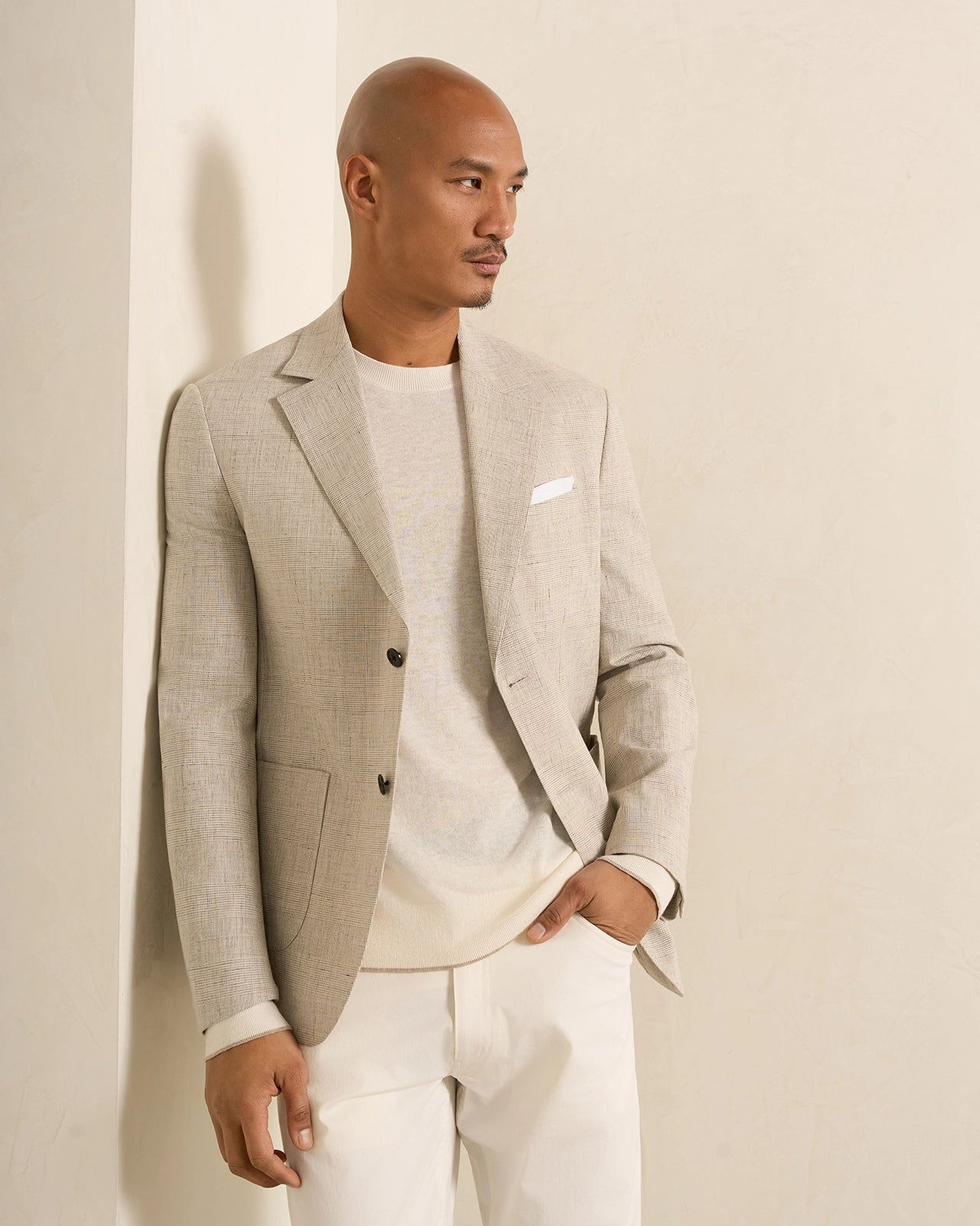 Yorkville Cotton Linen Check Jacket - Yorkville Cotton Linen Check Jacket Light Brown Check