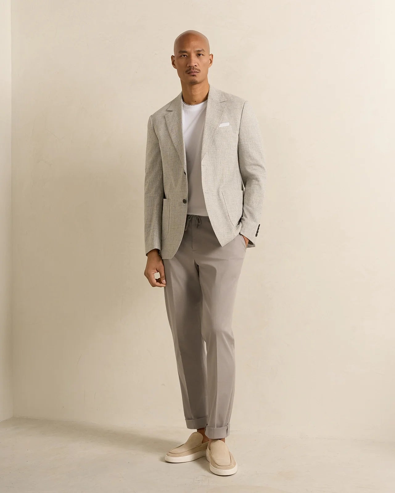 Yorkville Cotton Linen Houndstooth Jacket - Yorkville Cotton Linen Houndstooth Jacket Grey