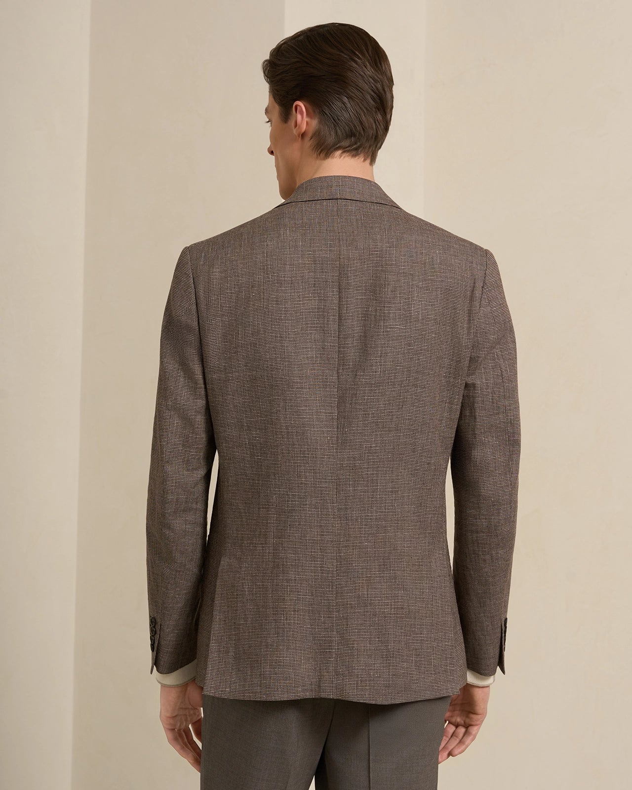 Yorkville Cotton Linen Houndstooth Jacket - Yorkville Cotton Linen Houndstooth Jacket Brown