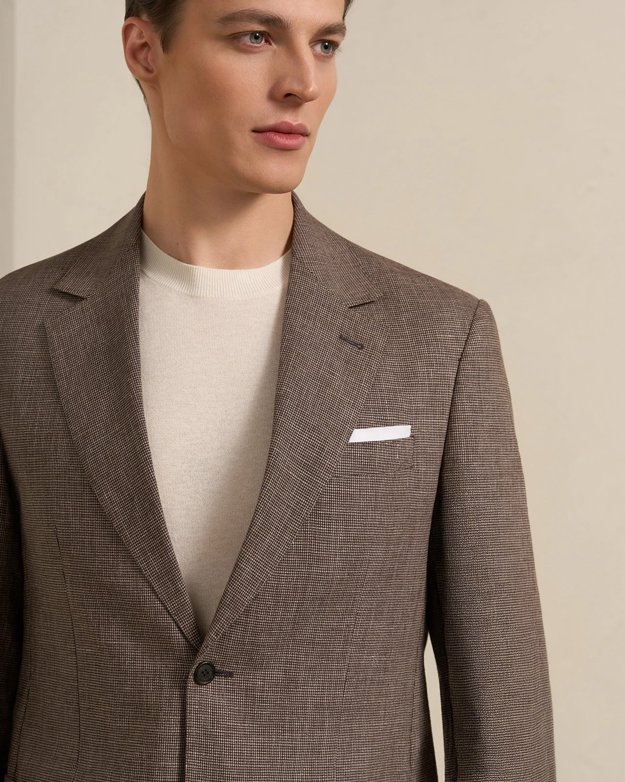 Yorkville Cotton Linen Houndstooth Jacket - Yorkville Cotton Linen Houndstooth Jacket Brown