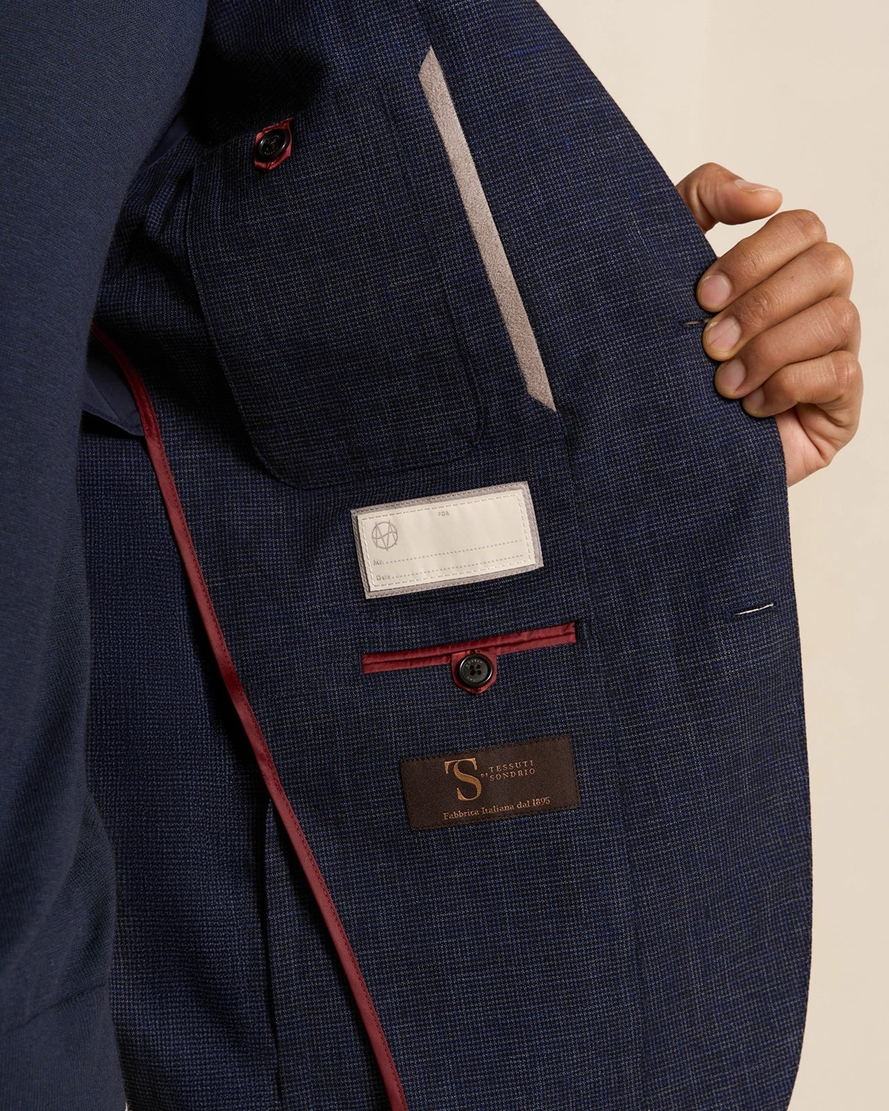 Yorkville Cotton Linen Houndstooth Jacket - Yorkville Cotton Linen Houndstooth Jacket Navy