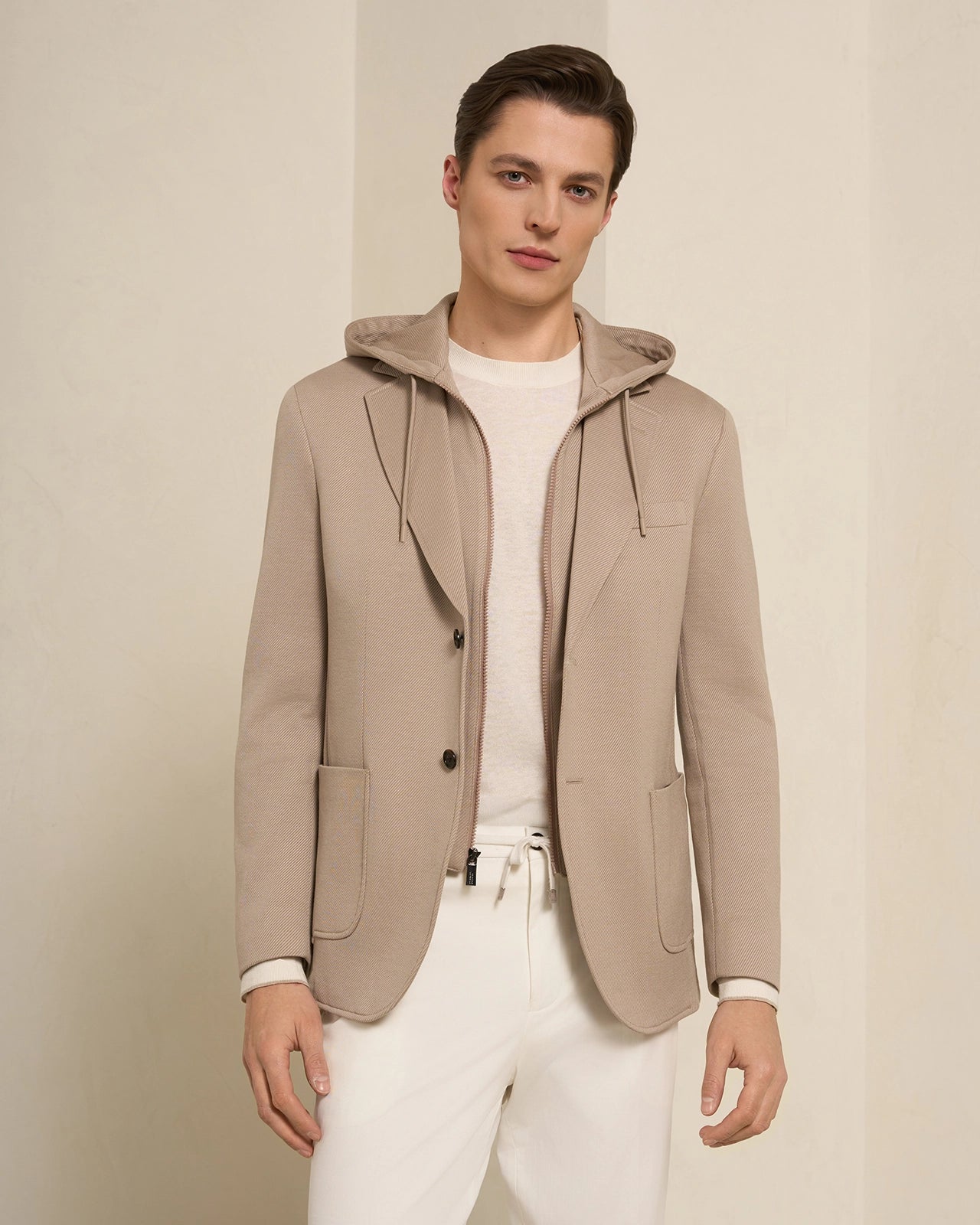 Yorkville Jersey Hooded Jacket - Yorkville Jersey Hooded Jacket Light Brown