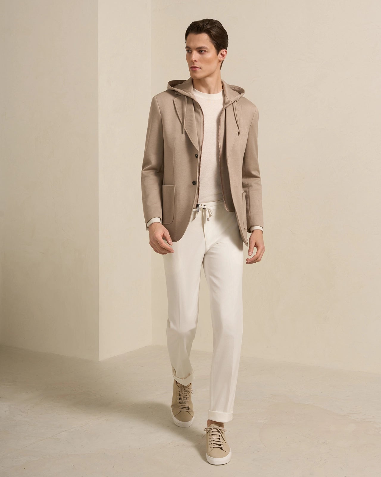 Yorkville Jersey Hooded Jacket - Yorkville Jersey Hooded Jacket Light Brown