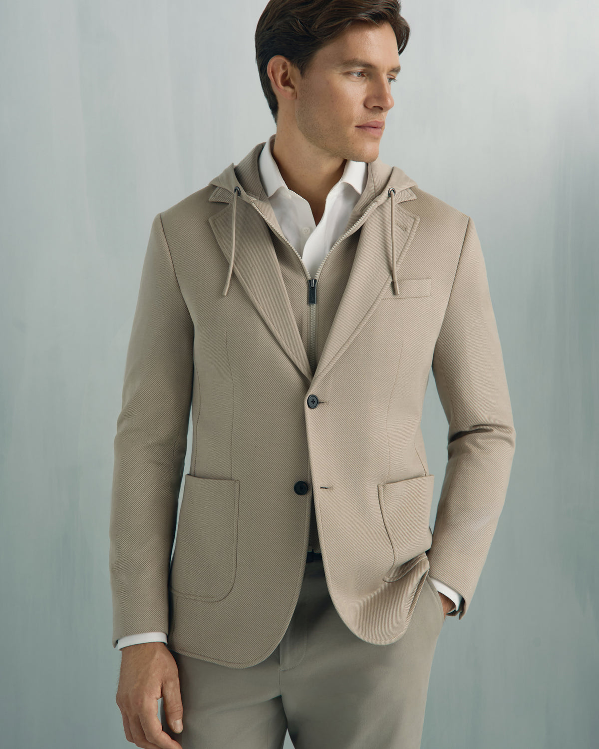 Yorkville Jersey Hooded Jacket - Yorkville Jersey Hooded Jacket Light Brown