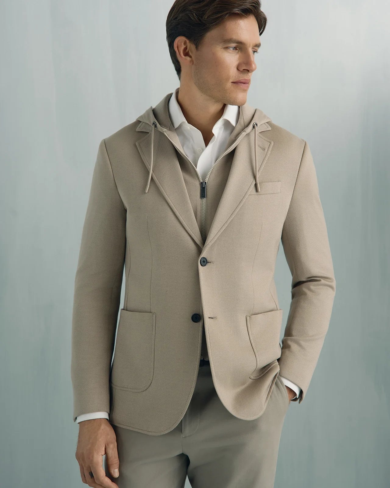 Yorkville Jersey Hooded Jacket - Yorkville Jersey Hooded Jacket Light Brown
