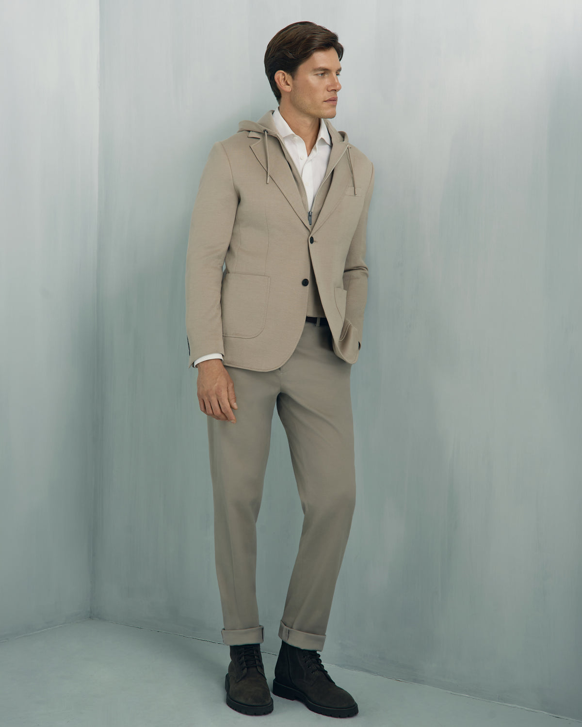 Yorkville Jersey Hooded Jacket - Yorkville Jersey Hooded Jacket Light Brown