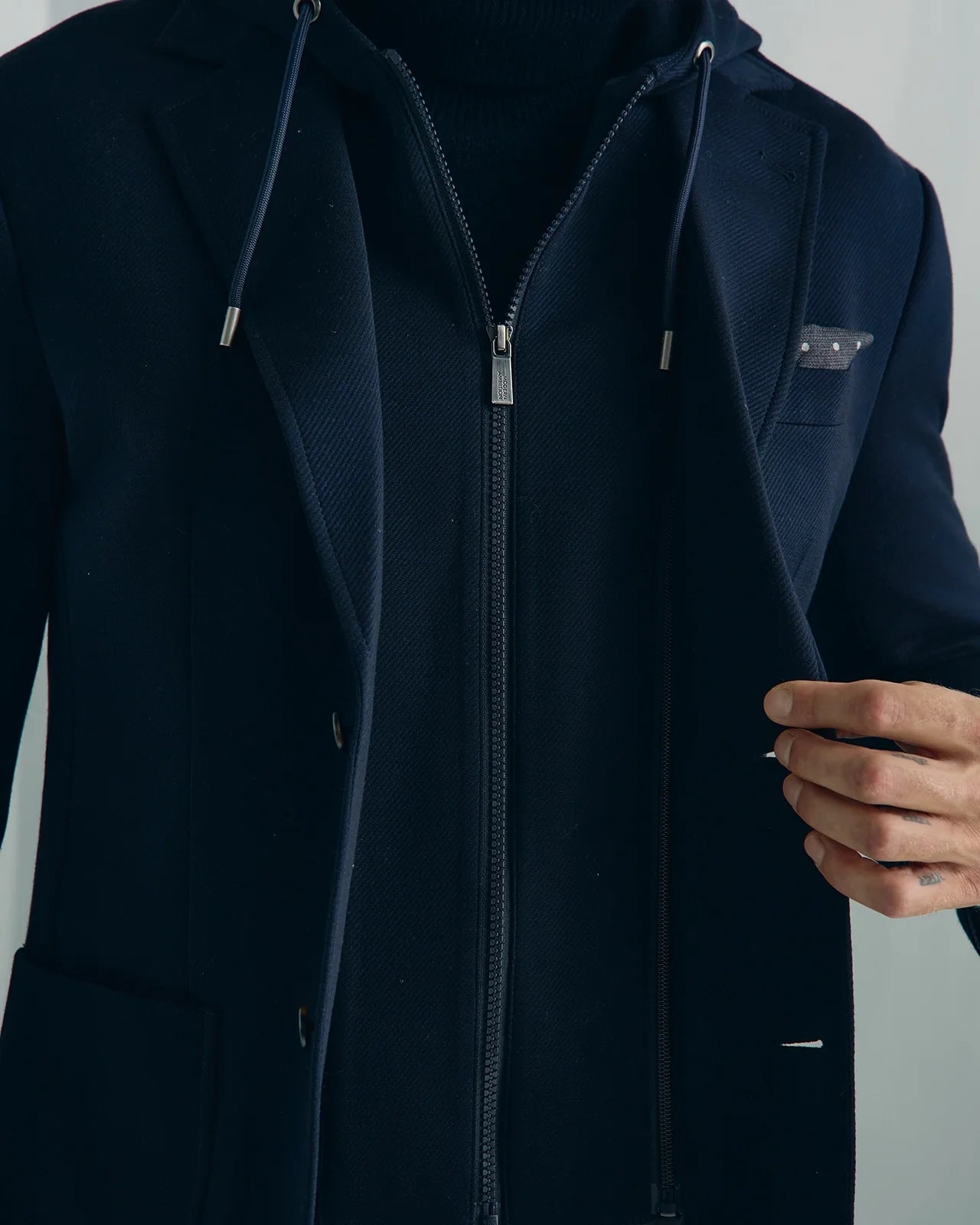 Yorkville Jersey Hooded Jacket - Yorkville Jersey Hooded Jacket Navy