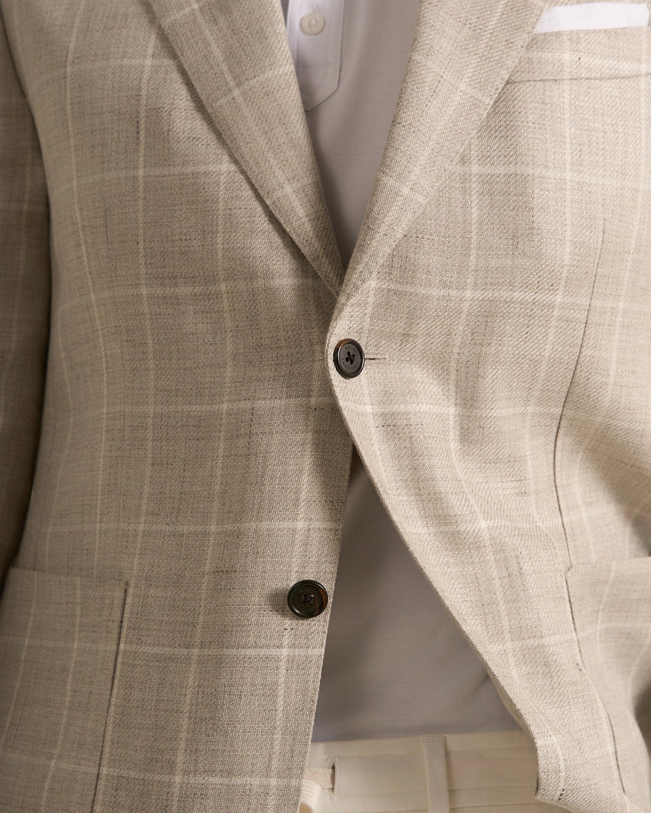 Yorkville Wool Linen Windowpane Jacket - Yorkville Wool Linen Windowpane Jacket Light Brown
