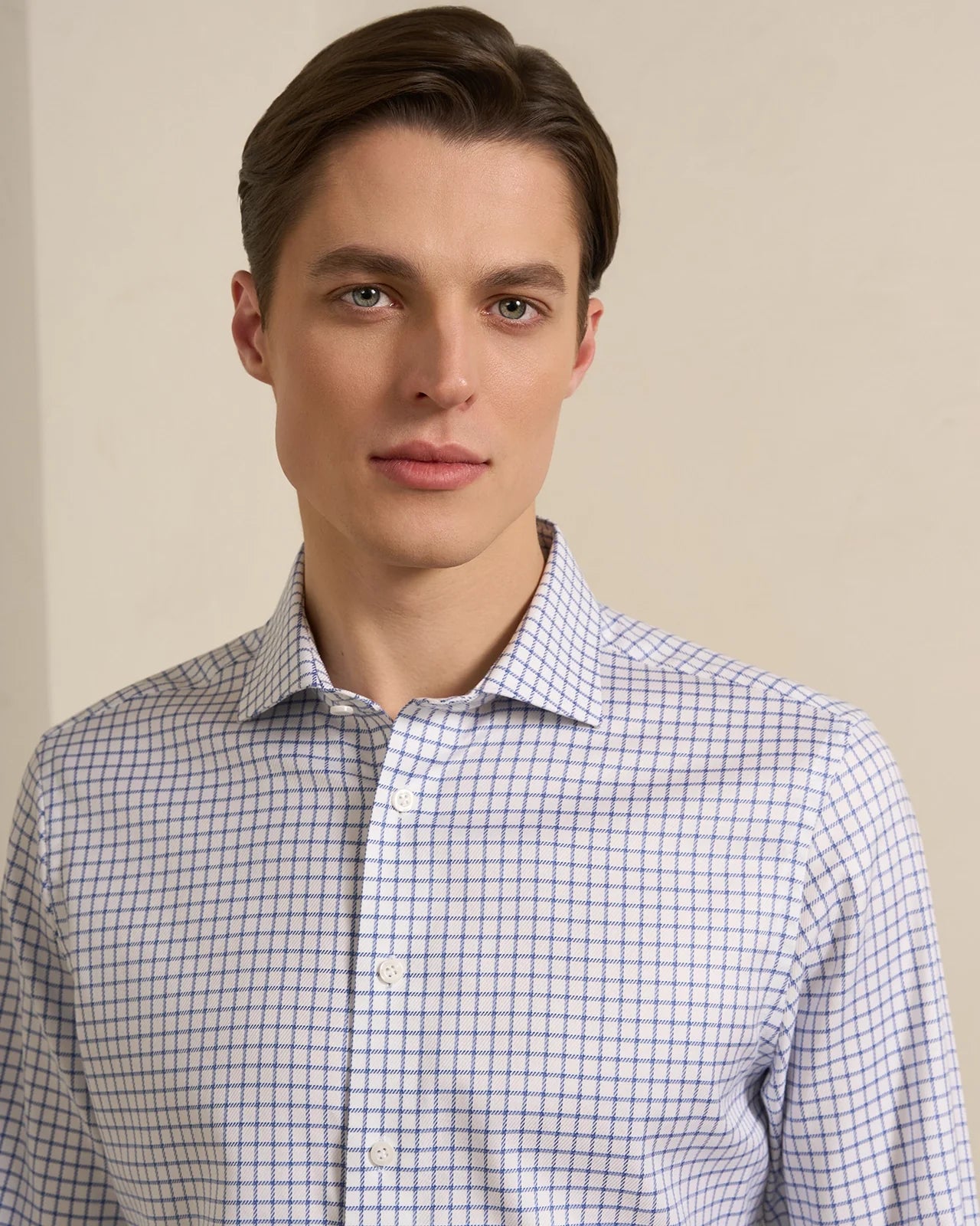 Performance Cotton Twill Check Shirt - Performance Cotton Twill Check Shirt Navy Twill Check