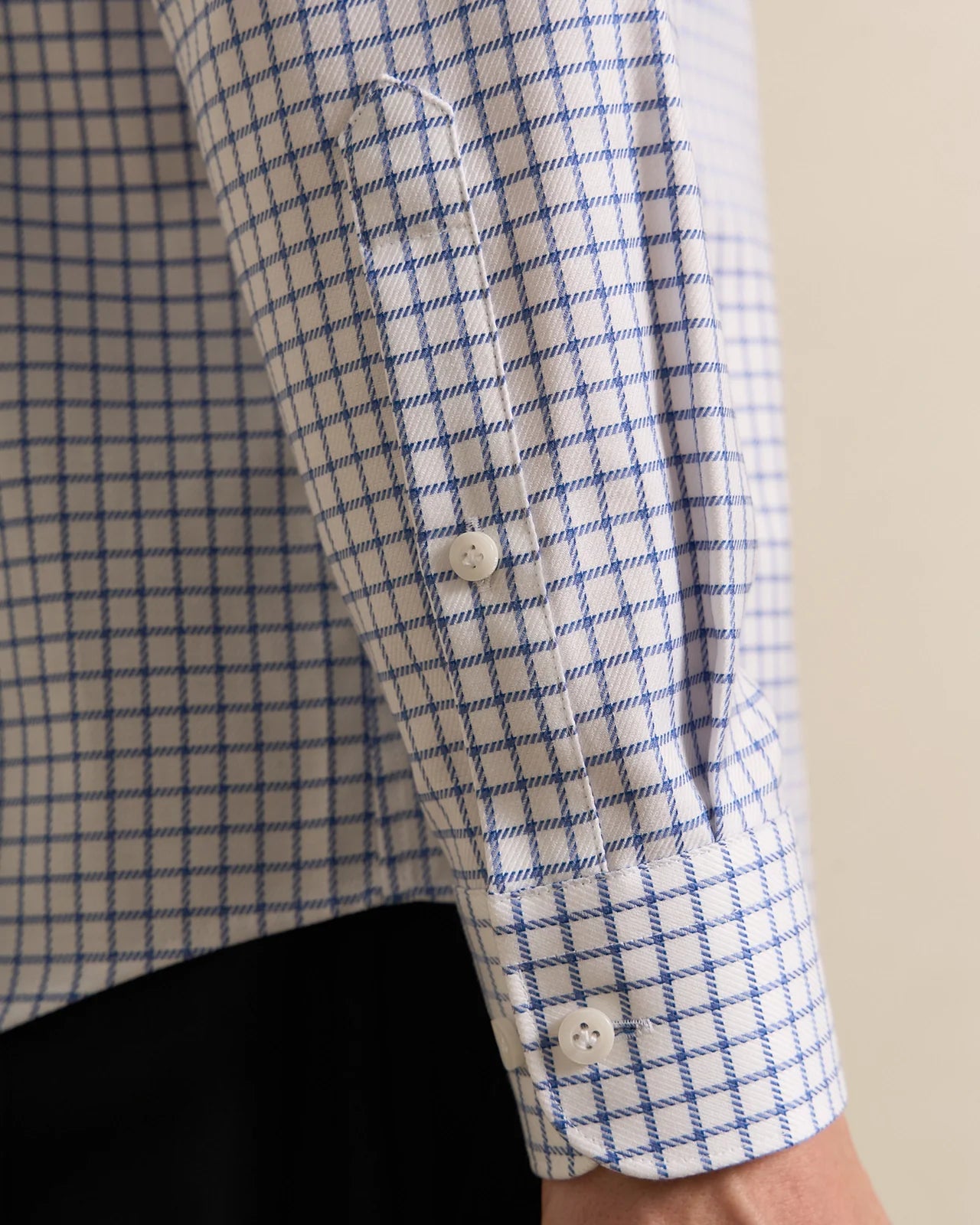 Performance Cotton Twill Check Shirt - Performance Cotton Twill Check Shirt Navy Twill Check