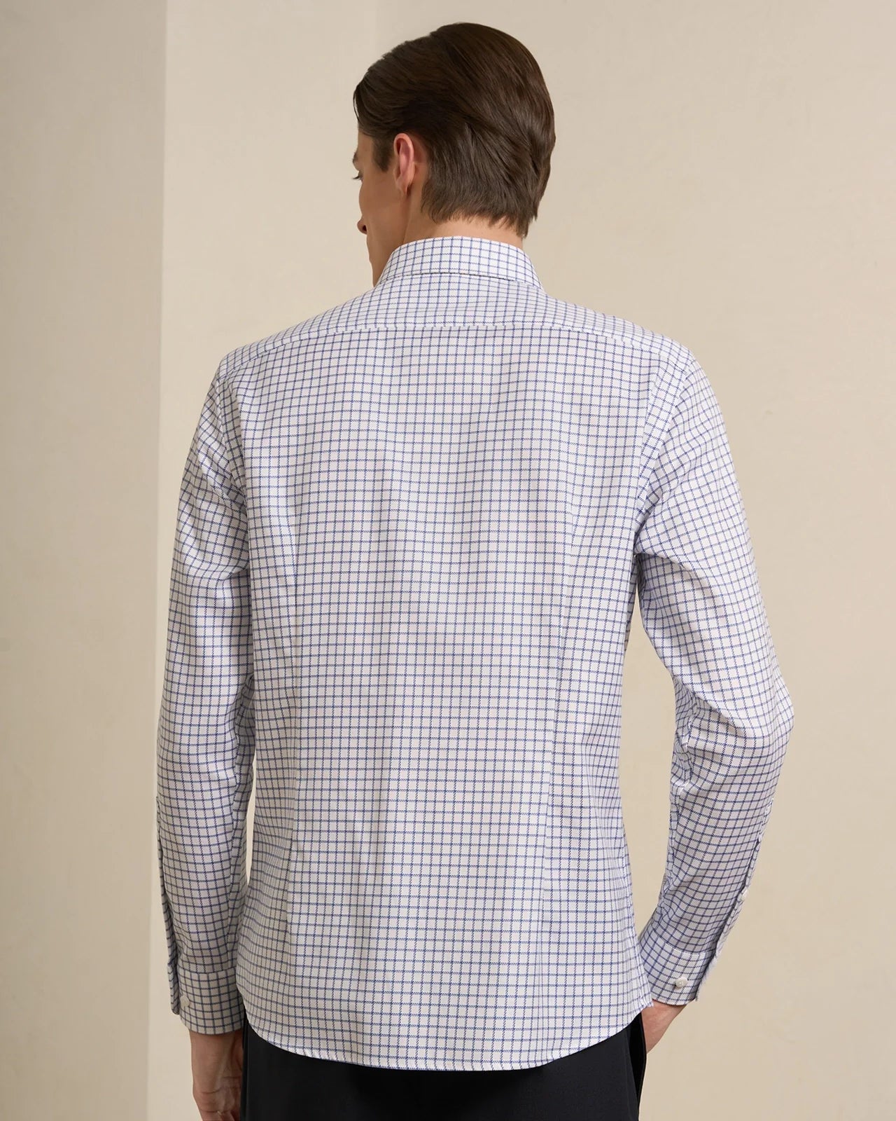 Performance Cotton Twill Check Shirt - Performance Cotton Twill Check Shirt Navy Twill Check