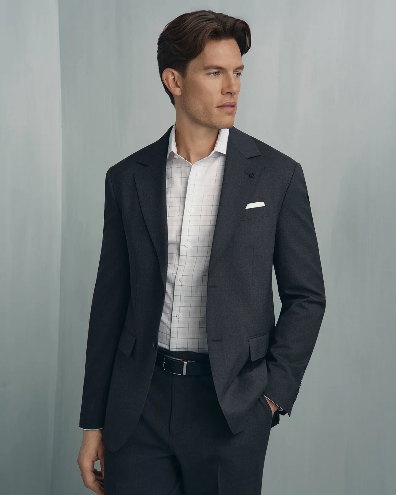 Performance Cotton Check Shirt - Performance Cotton Check Shirt Navy Grey Check