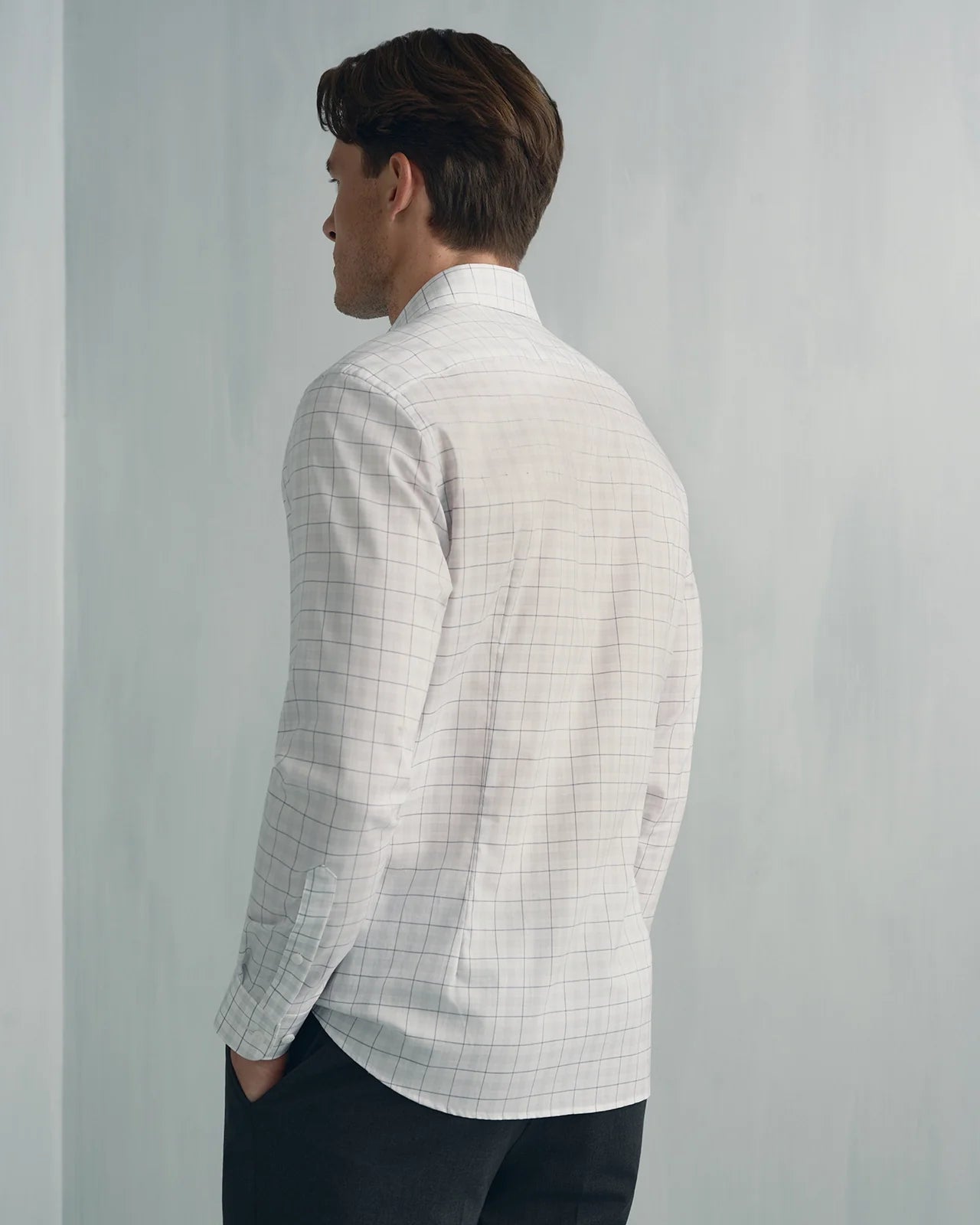 Performance Cotton Check Shirt - Performance Cotton Check Shirt Navy Grey Check