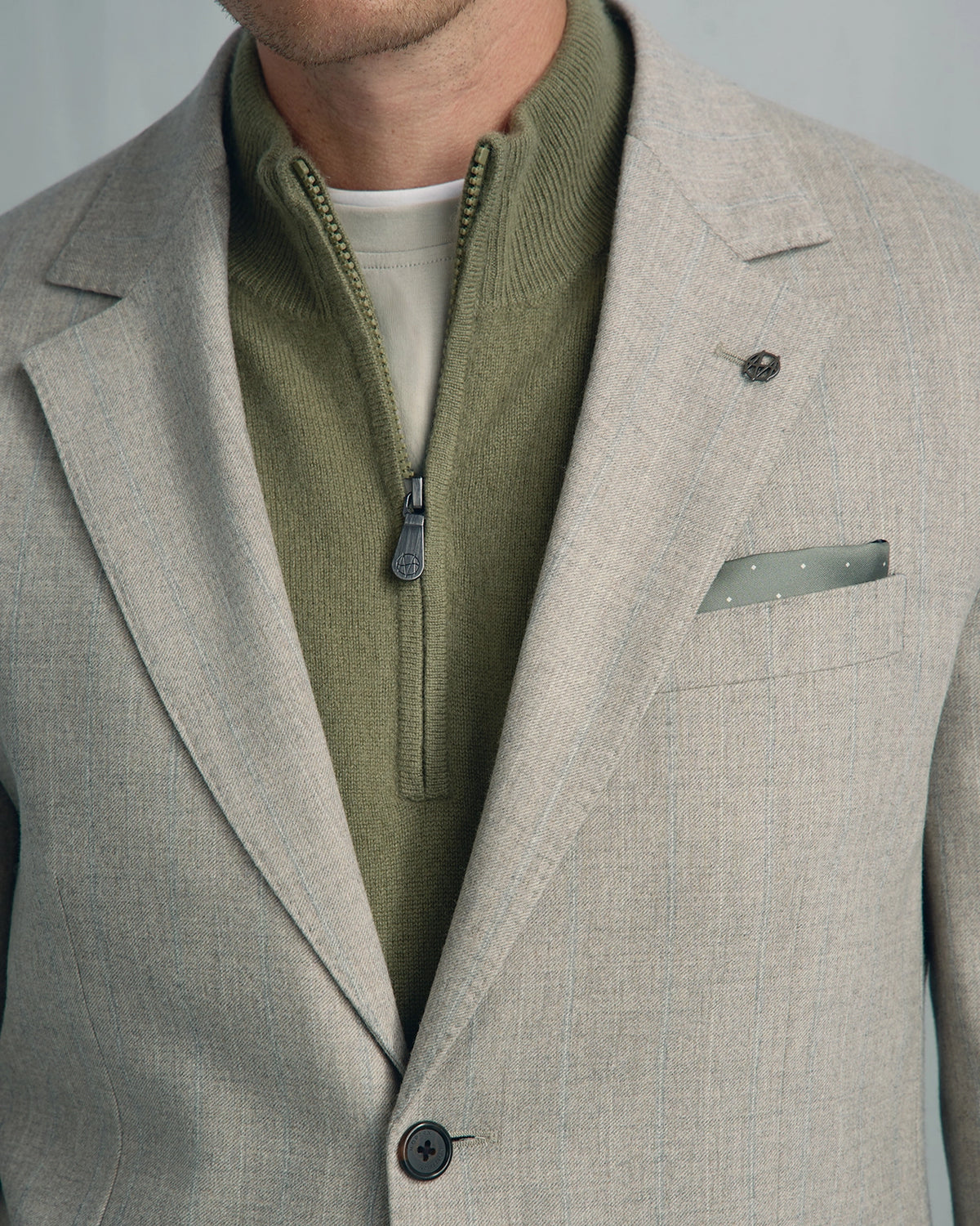 Malpensa Wool Cashmere 2-Tone Stripe Suit - Malpensa Wool Cashmere 2-Tone Stripe Suit Sage