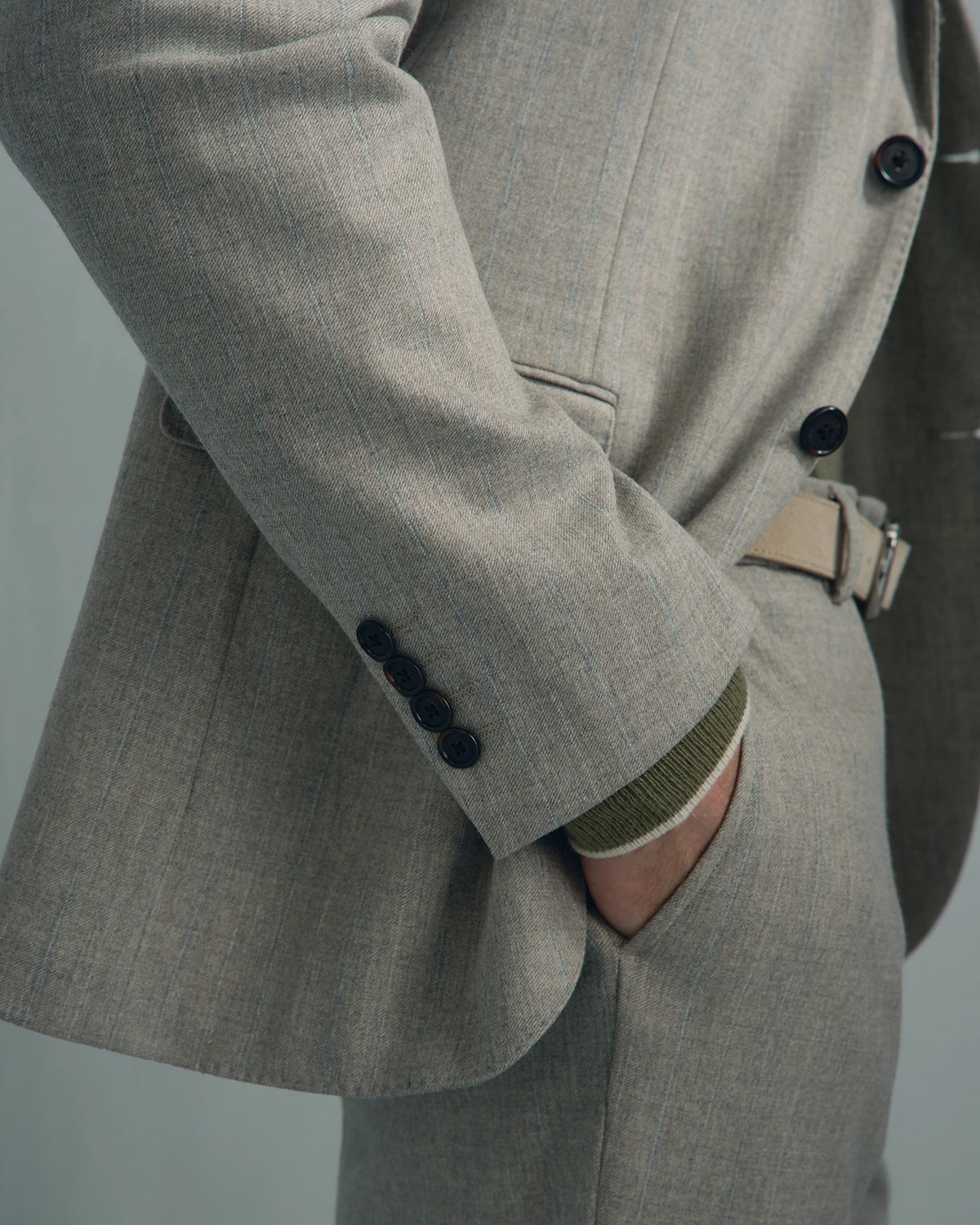 Malpensa Wool Cashmere 2-Tone Stripe Suit - Malpensa Wool Cashmere 2-Tone Stripe Suit Sage