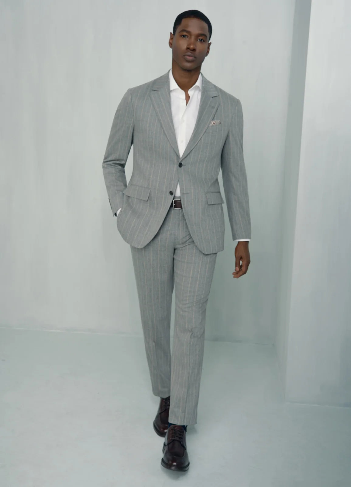 Malpensa Wool Cashmere 2-Tone Stripe Suit - Malpensa Wool Cashmere 2-Tone Stripe Suit Grey