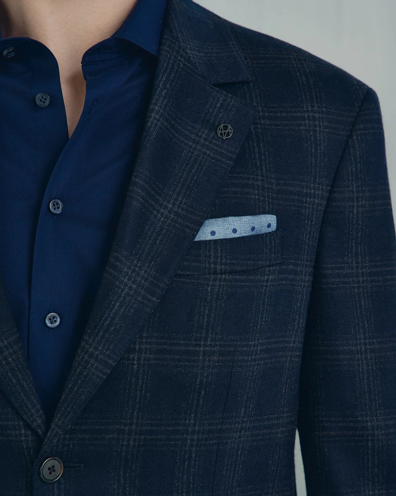 Malpensa Wool Cashmere Wide Check Jacket - Malpensa Wool Cashmere Wide Check Jacket Navy