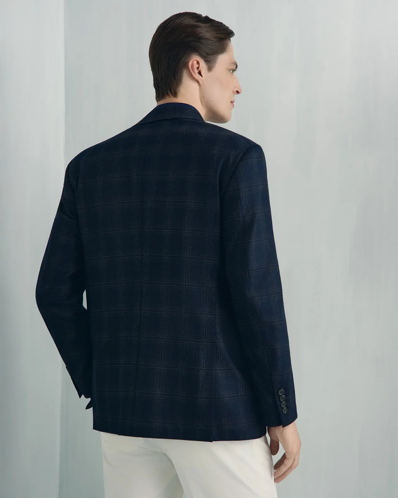 Malpensa Wool Cashmere Wide Check Jacket - Malpensa Wool Cashmere Wide Check Jacket Navy