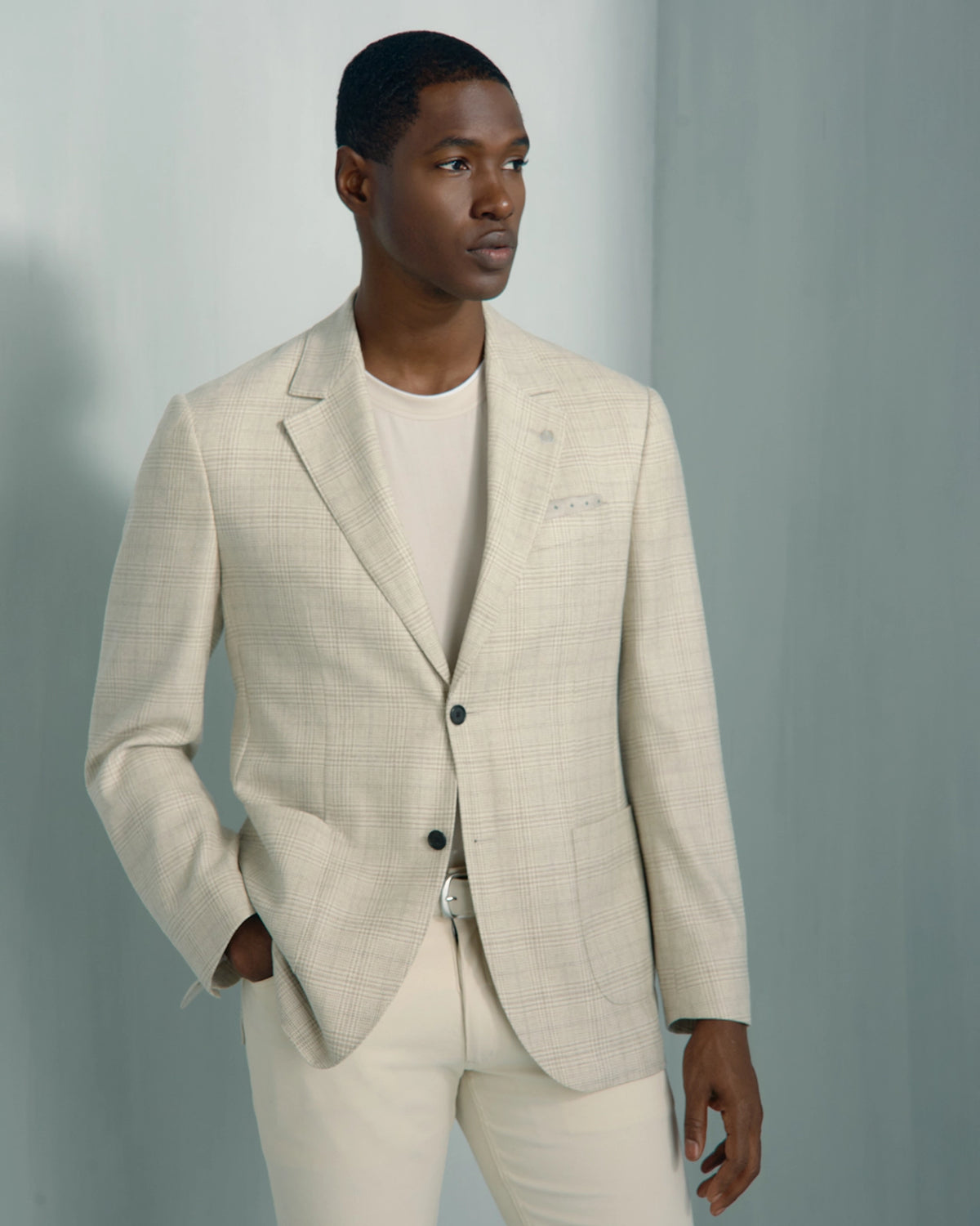 Yorkville Wool Cashmere Silk Check Jacket - Yorkville Wool Cashmere Silk Check Jacket Cream