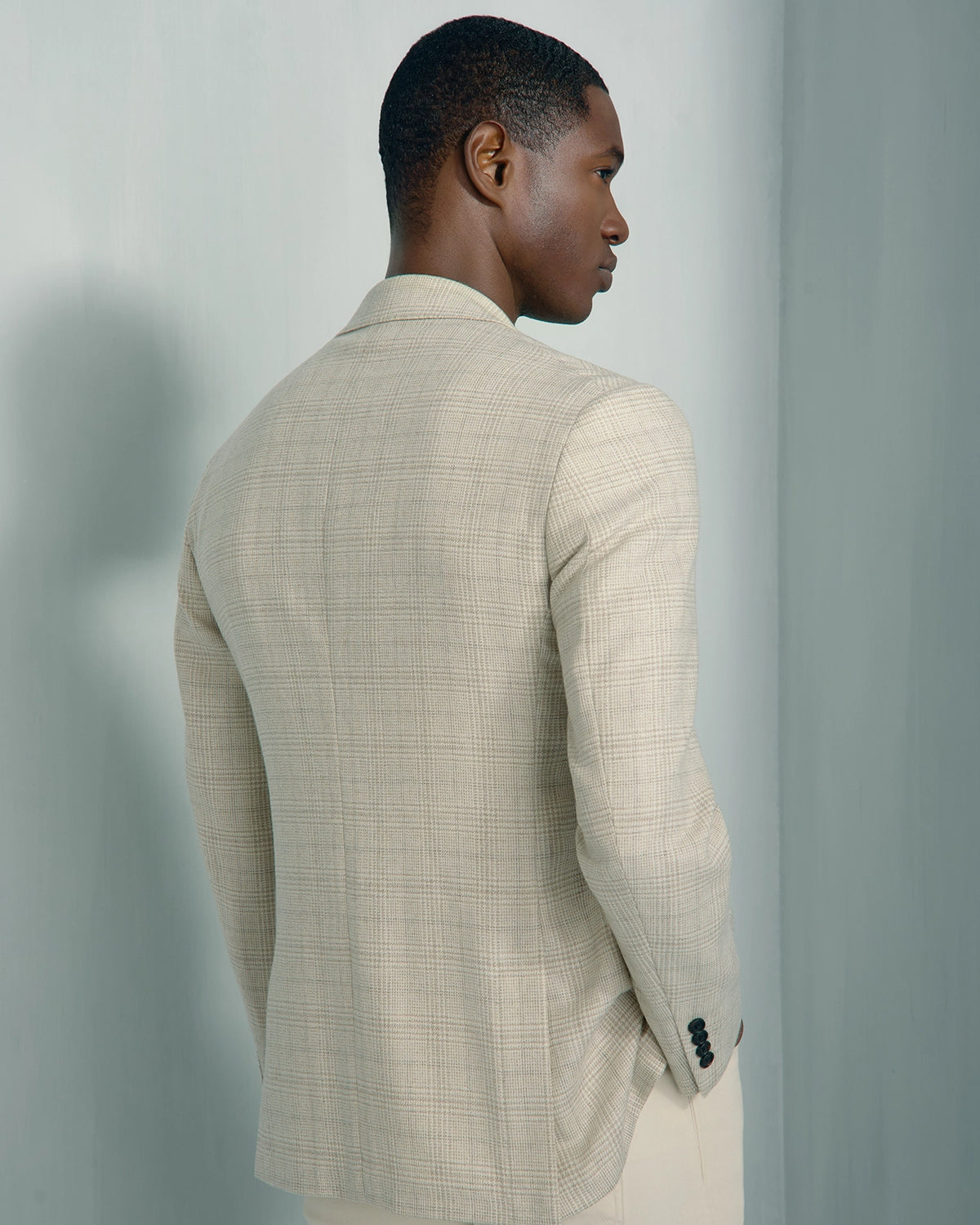 Yorkville Wool Cashmere Silk Check Jacket - Yorkville Wool Cashmere Silk Check Jacket Cream