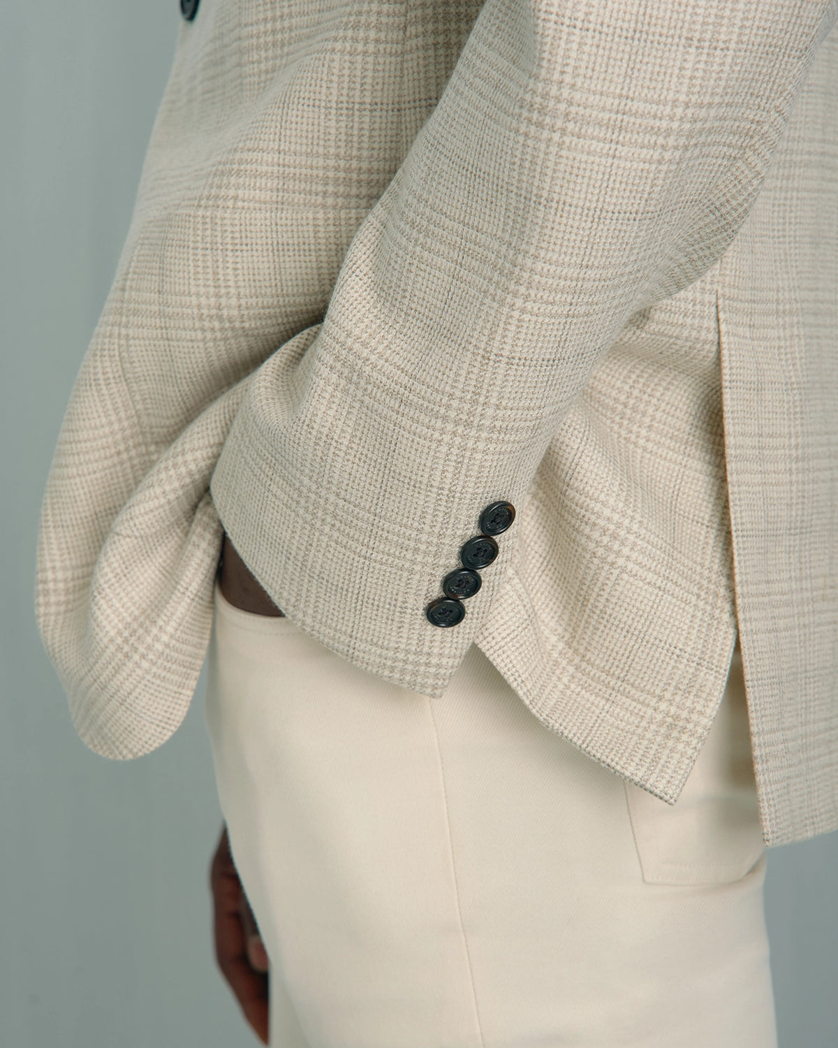 Yorkville Wool Cashmere Silk Check Jacket - Yorkville Wool Cashmere Silk Check Jacket Cream