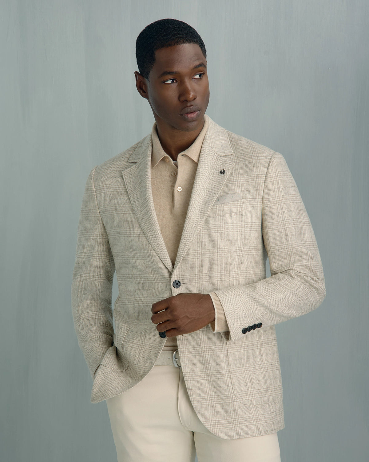 Yorkville Wool Cashmere Silk Check Jacket - Yorkville Wool Cashmere Silk Check Jacket Cream