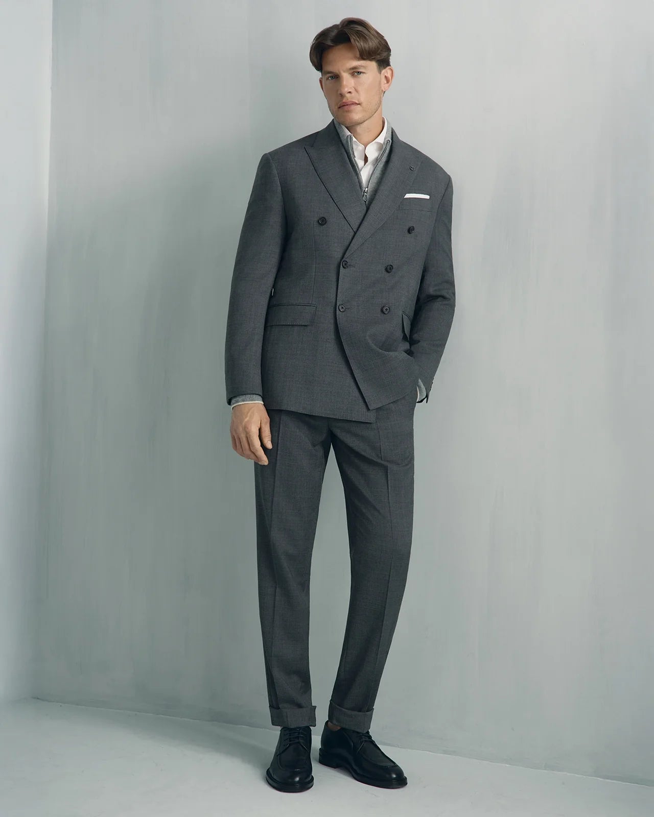 Linate Wool Check Suit - Linate Wool Check Suit Charcoal