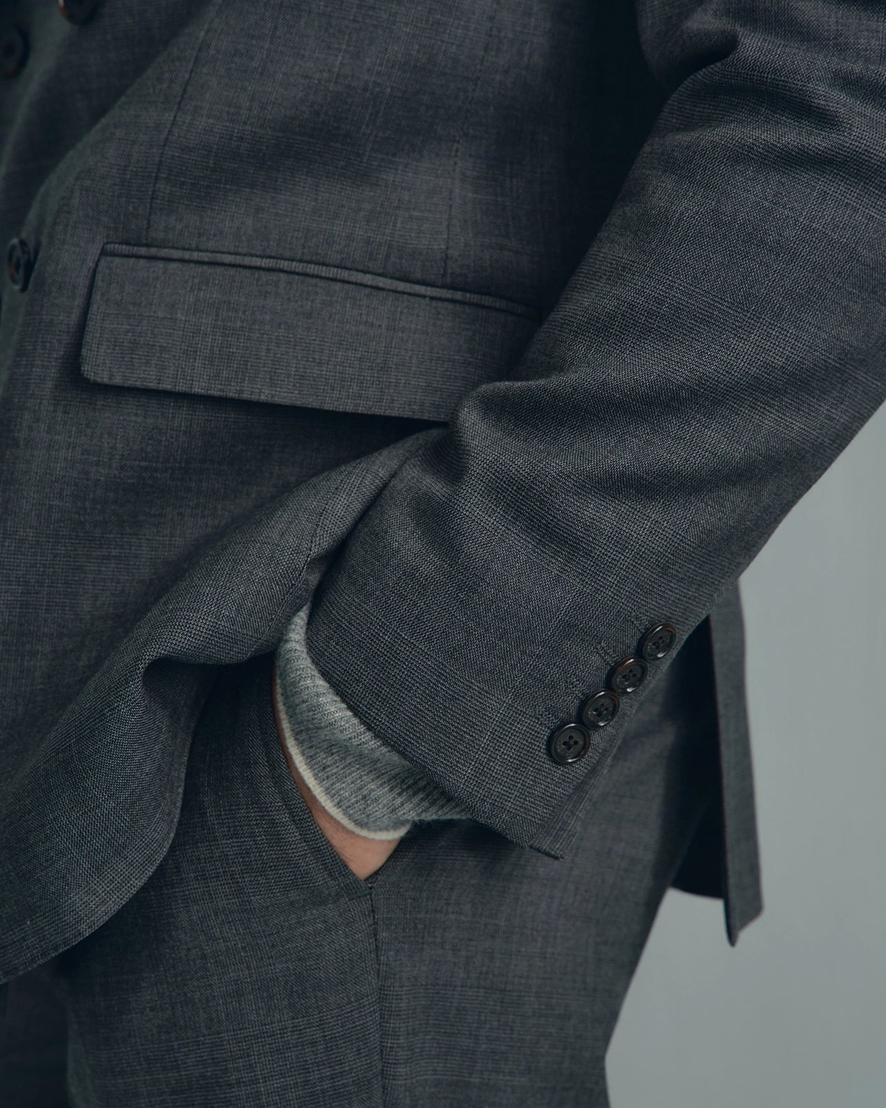 Linate Wool Check Suit - Linate Wool Check Suit Charcoal