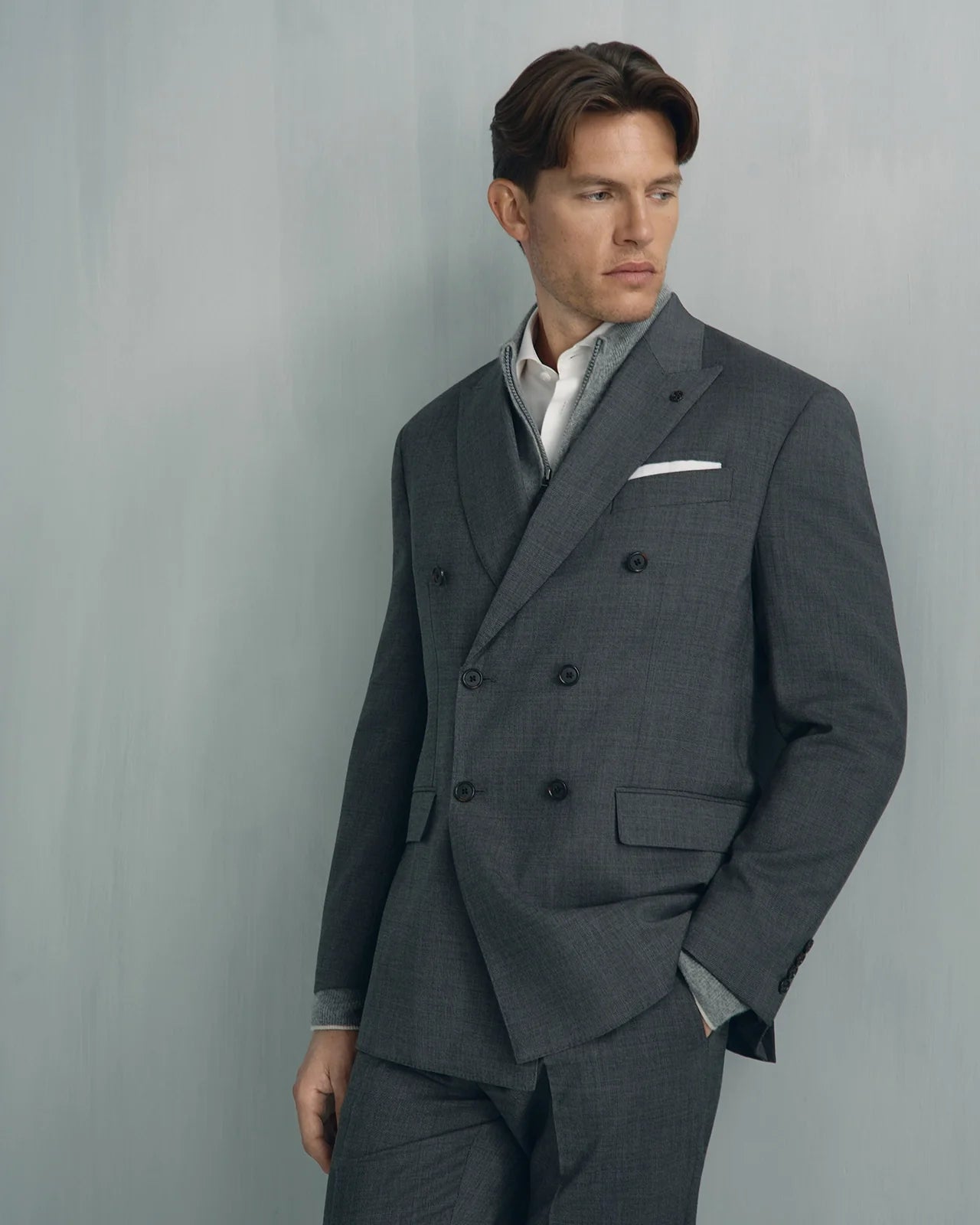 Linate Wool Check Suit - Linate Wool Check Suit Charcoal