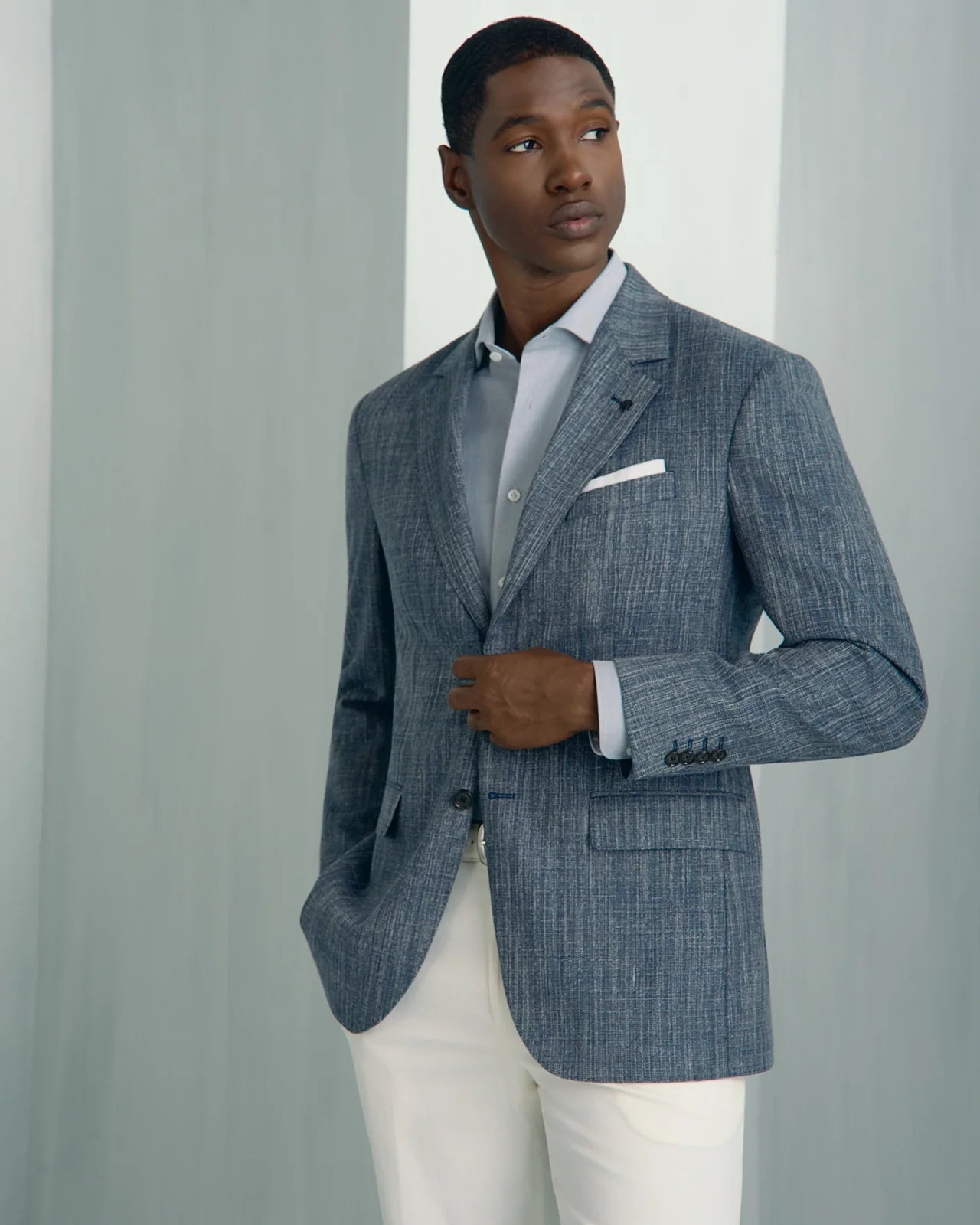 Performance Cotton Mélange Shirt - Performance Cotton Mélange Shirt Melange Blue
