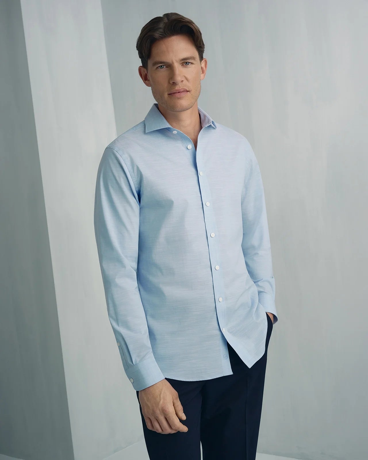 Performance Cotton Everyday Shirt - Performance Cotton Everyday Shirt Light Blue Texture