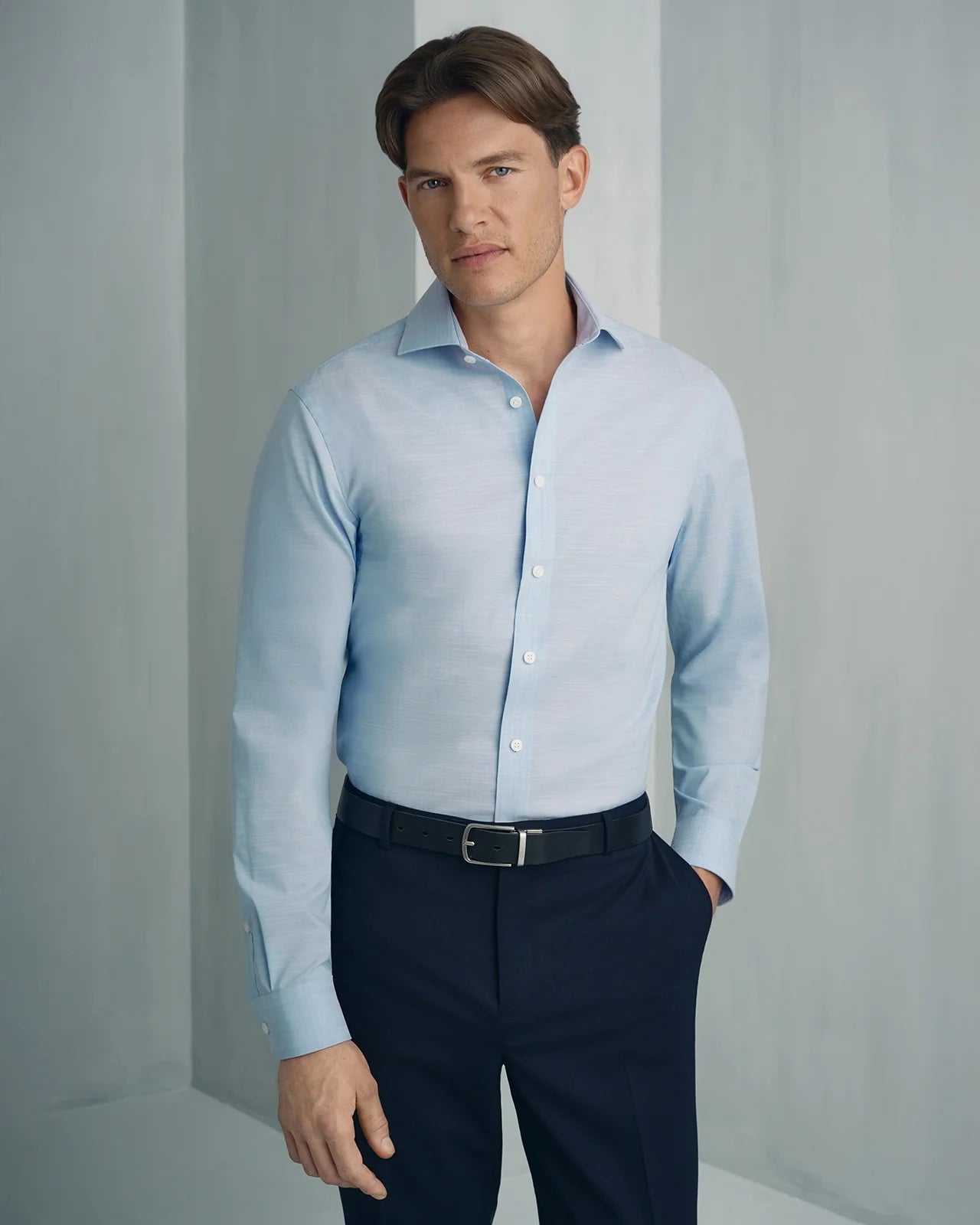 Performance Cotton Everyday Shirt - Performance Cotton Everyday Shirt Light Blue Texture