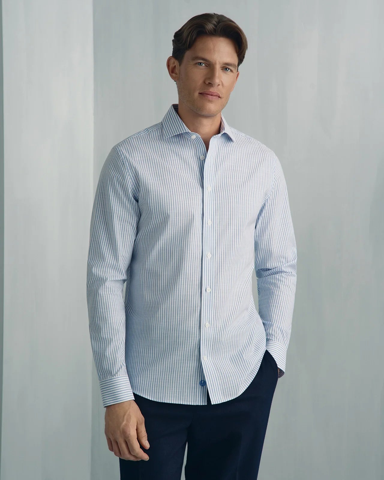 Performance Cotton Striped Shirt - Performance Cotton Striped Shirt Light Blue Stripe