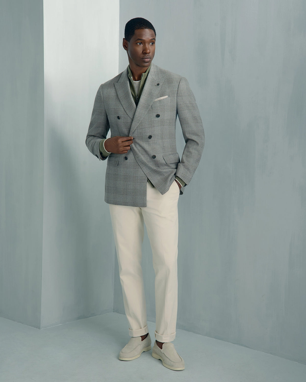 Linate Saxony Wool Check Jacket - Linate Saxony Wool Check Jacket Grey